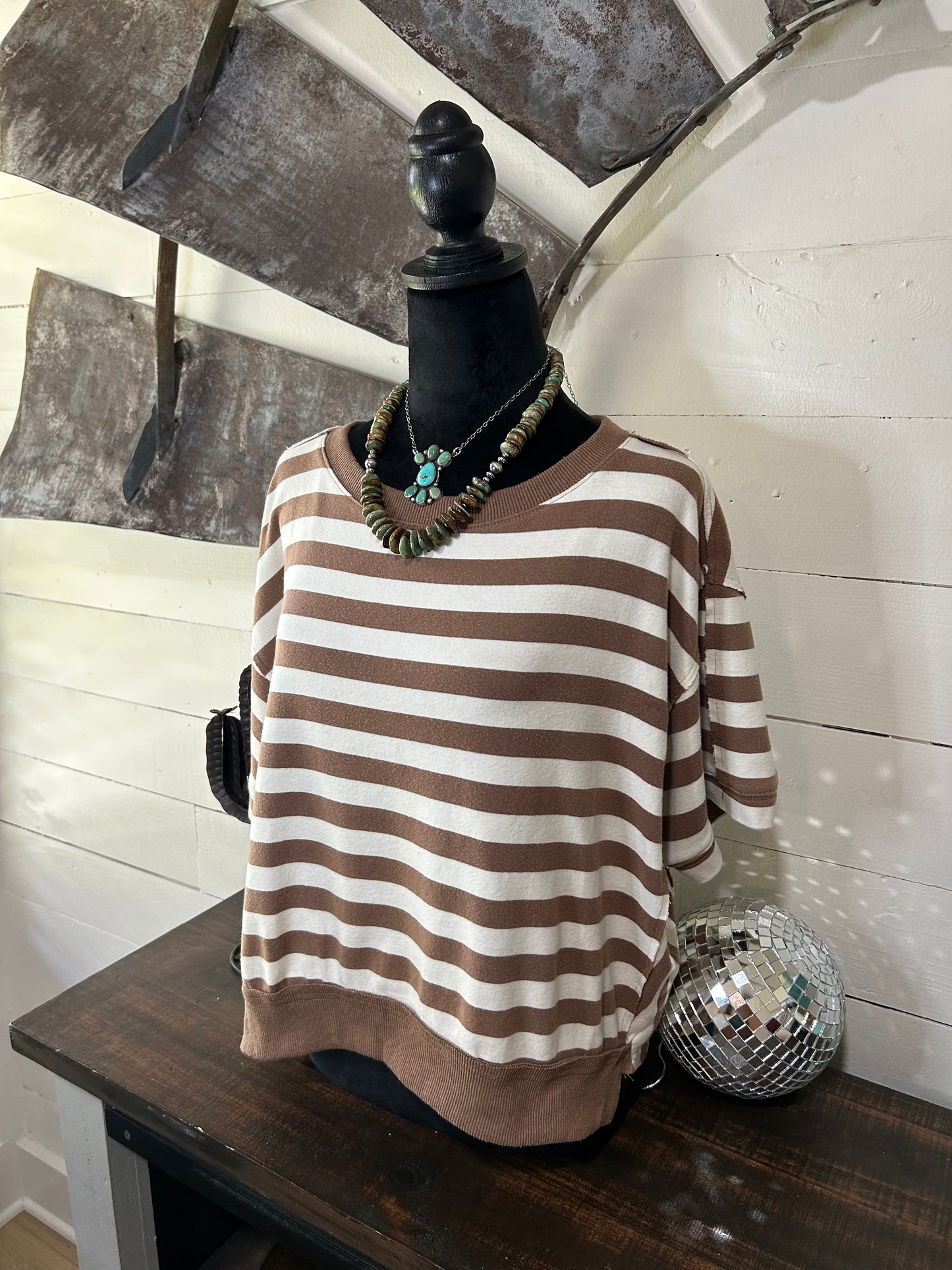 Brown striped top