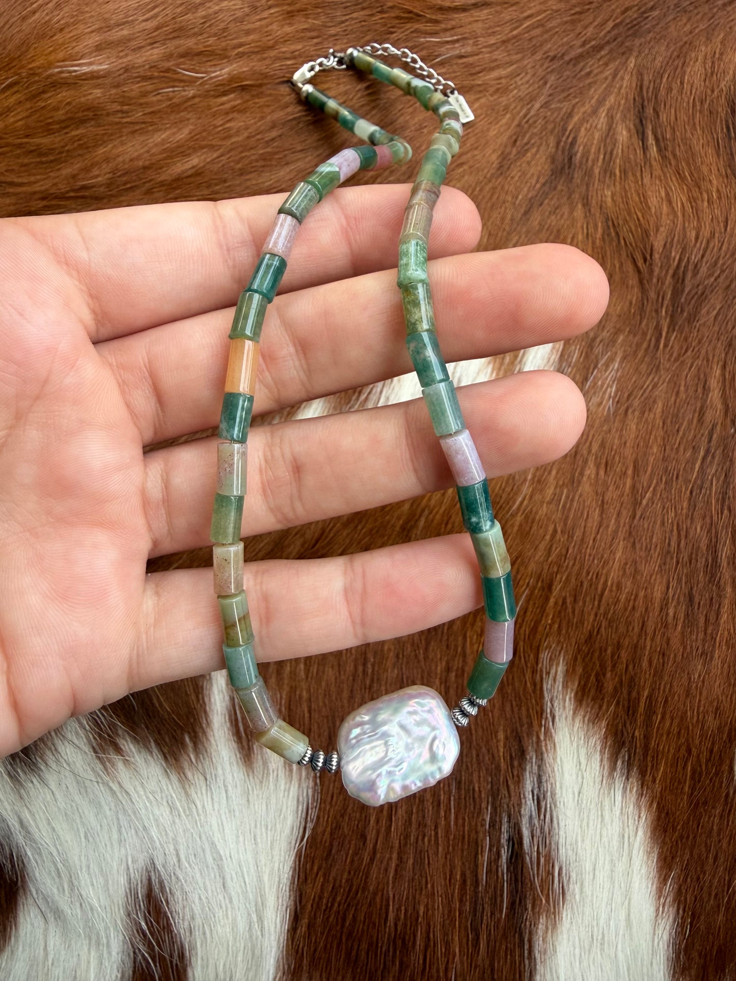 Fancy jasper and freshwater pearl