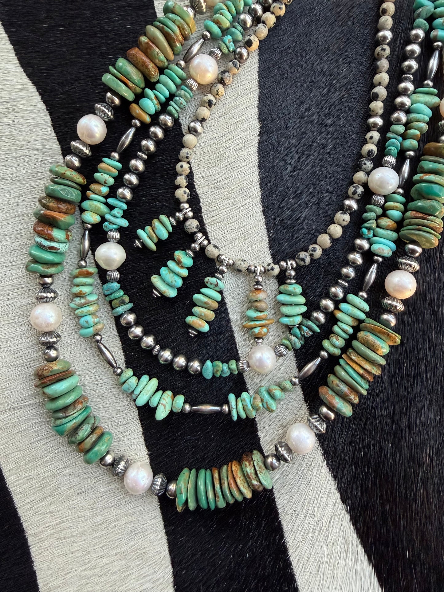 Freshwater pearls and turquoise