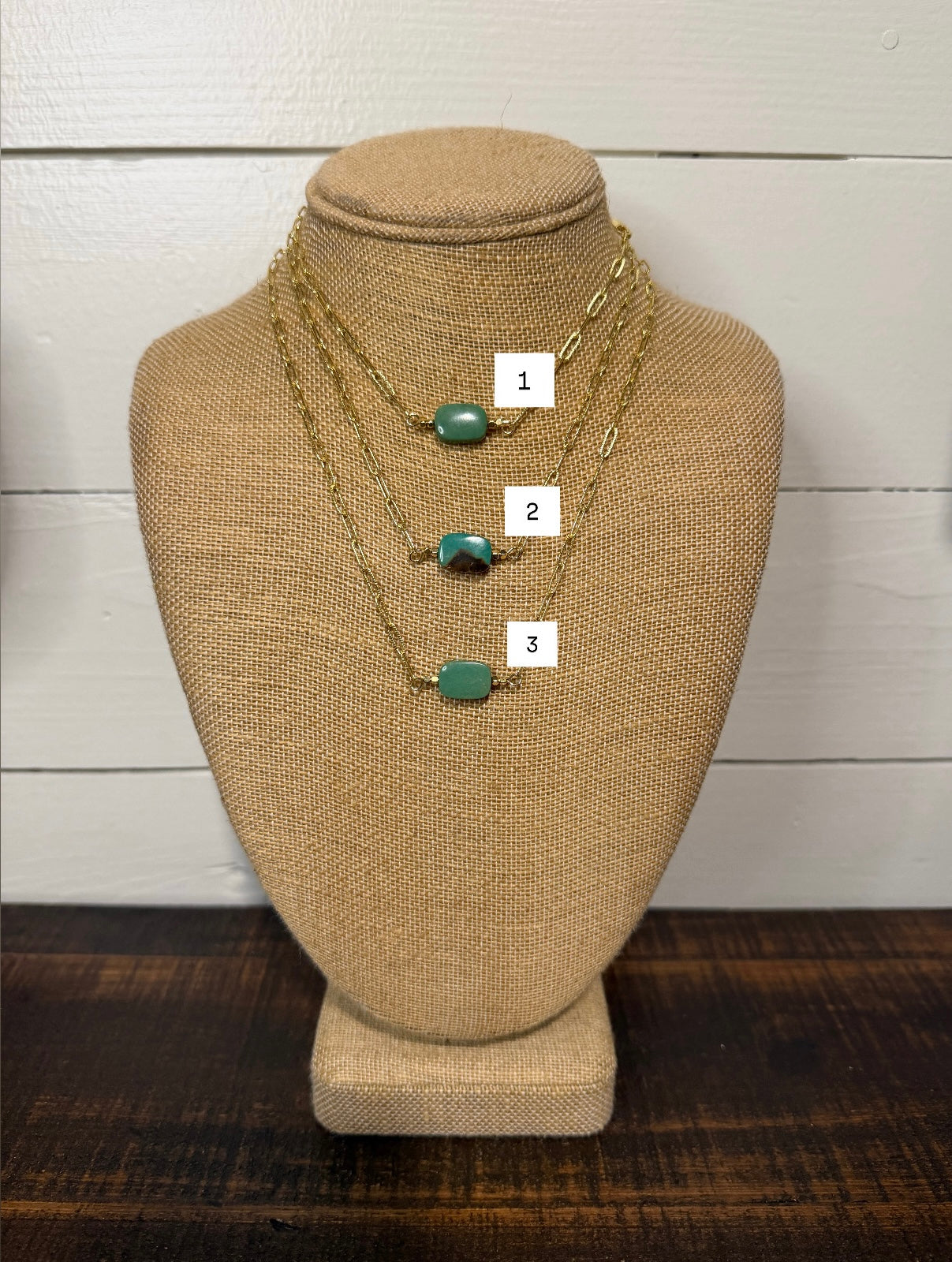 Gold & turquoise bar necklace