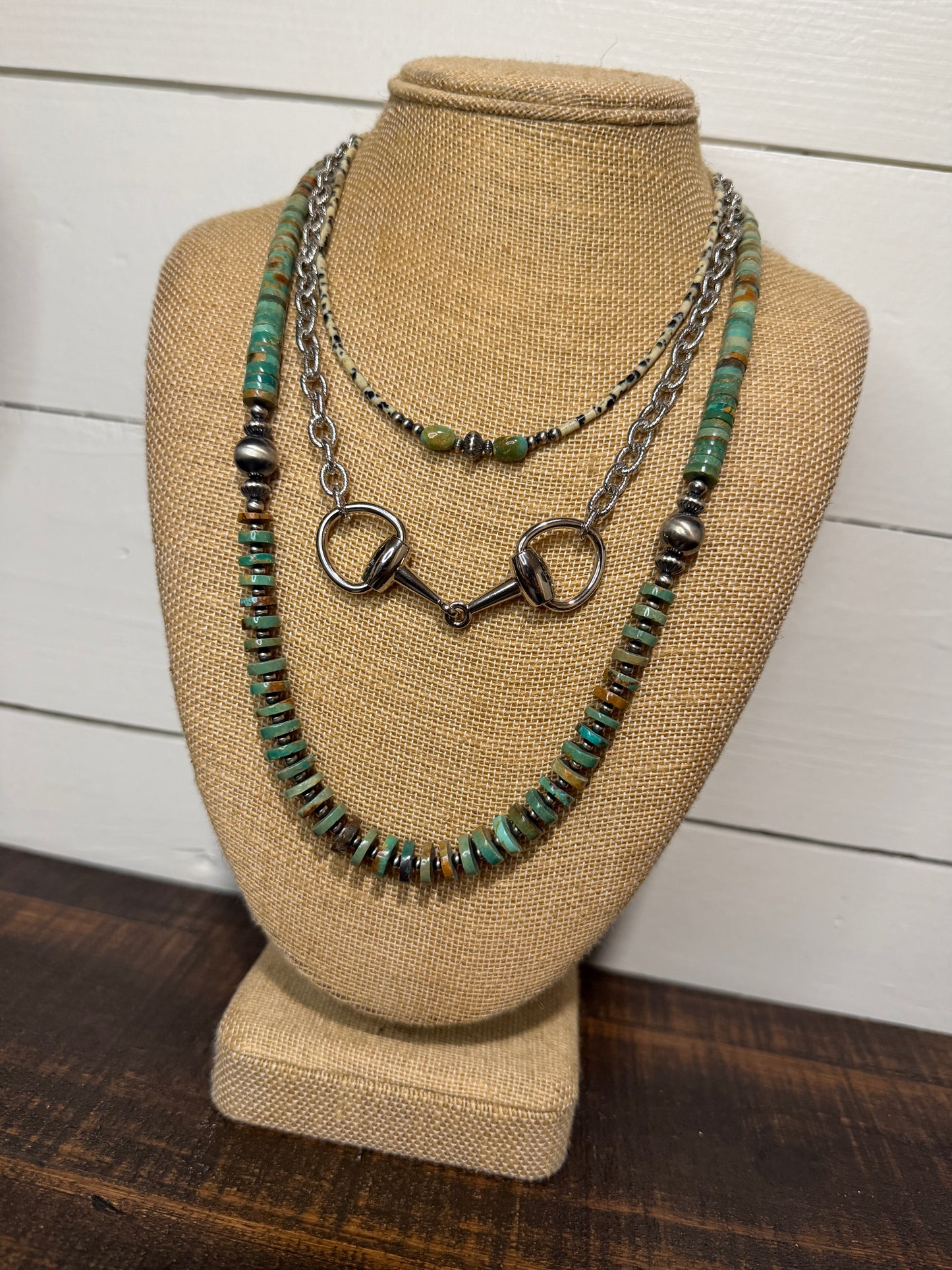 Silver plated snaffle bit necklace