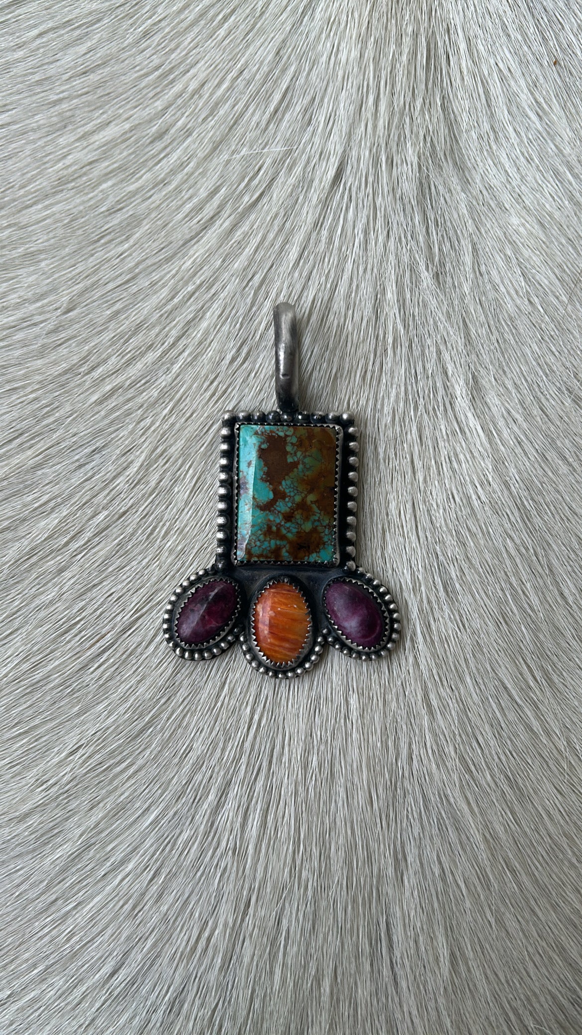 Turquoise and spiny pendant