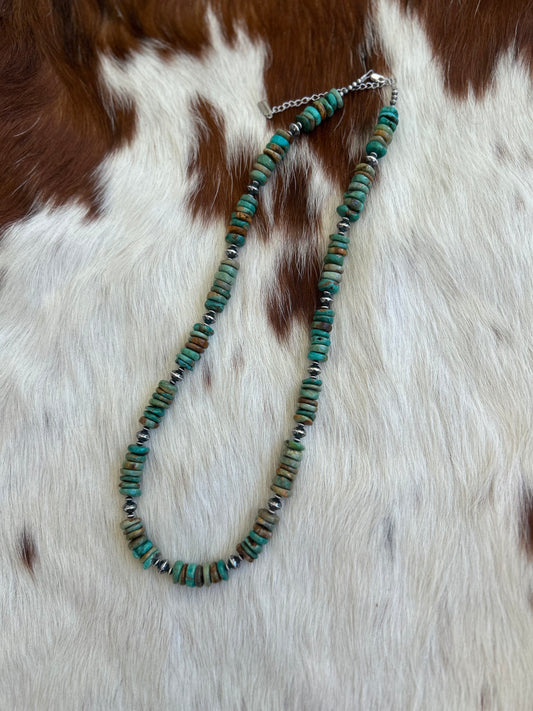 Turquoise rondelles and pearls