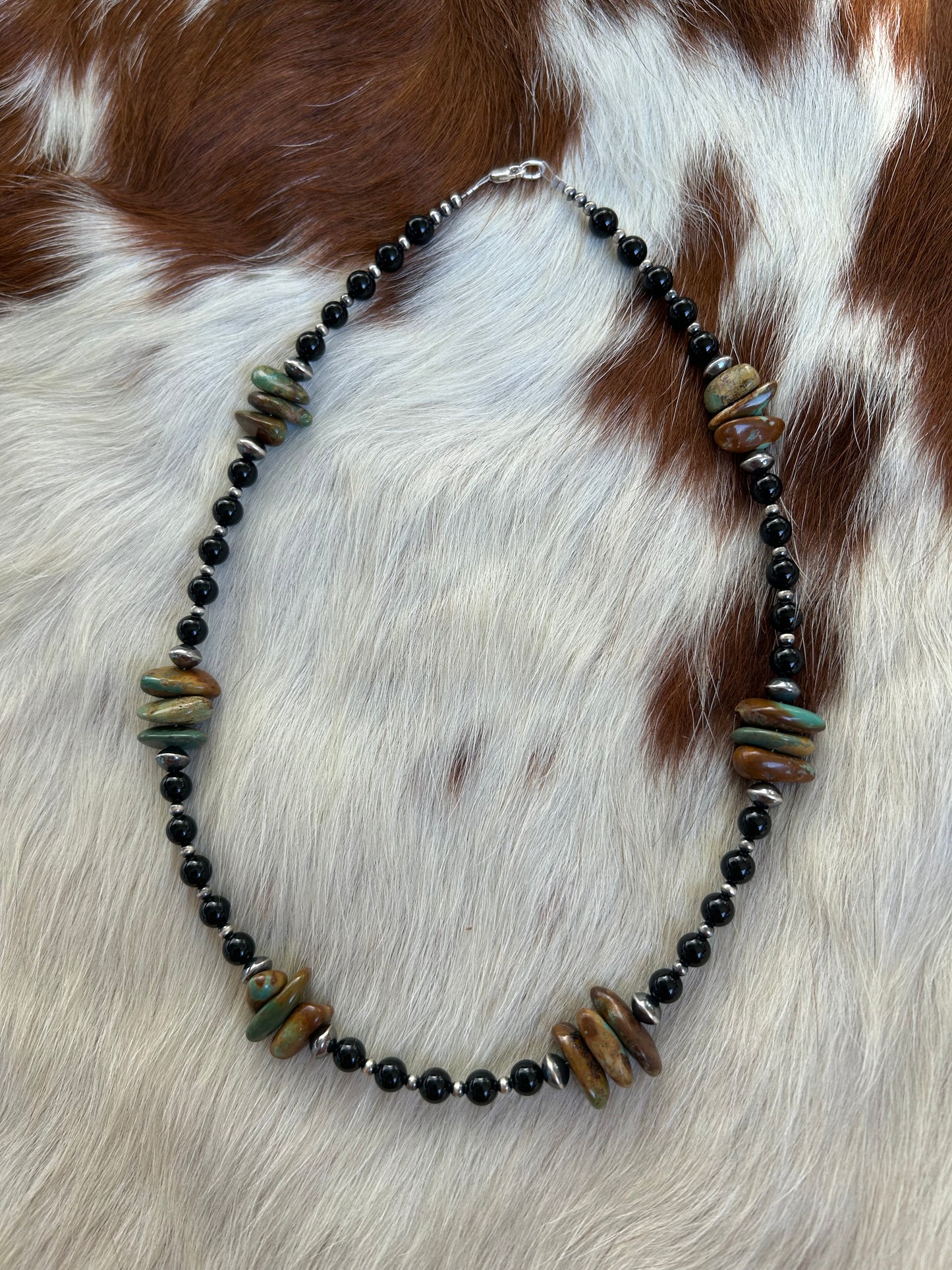 Black onyx and large turquoise chips