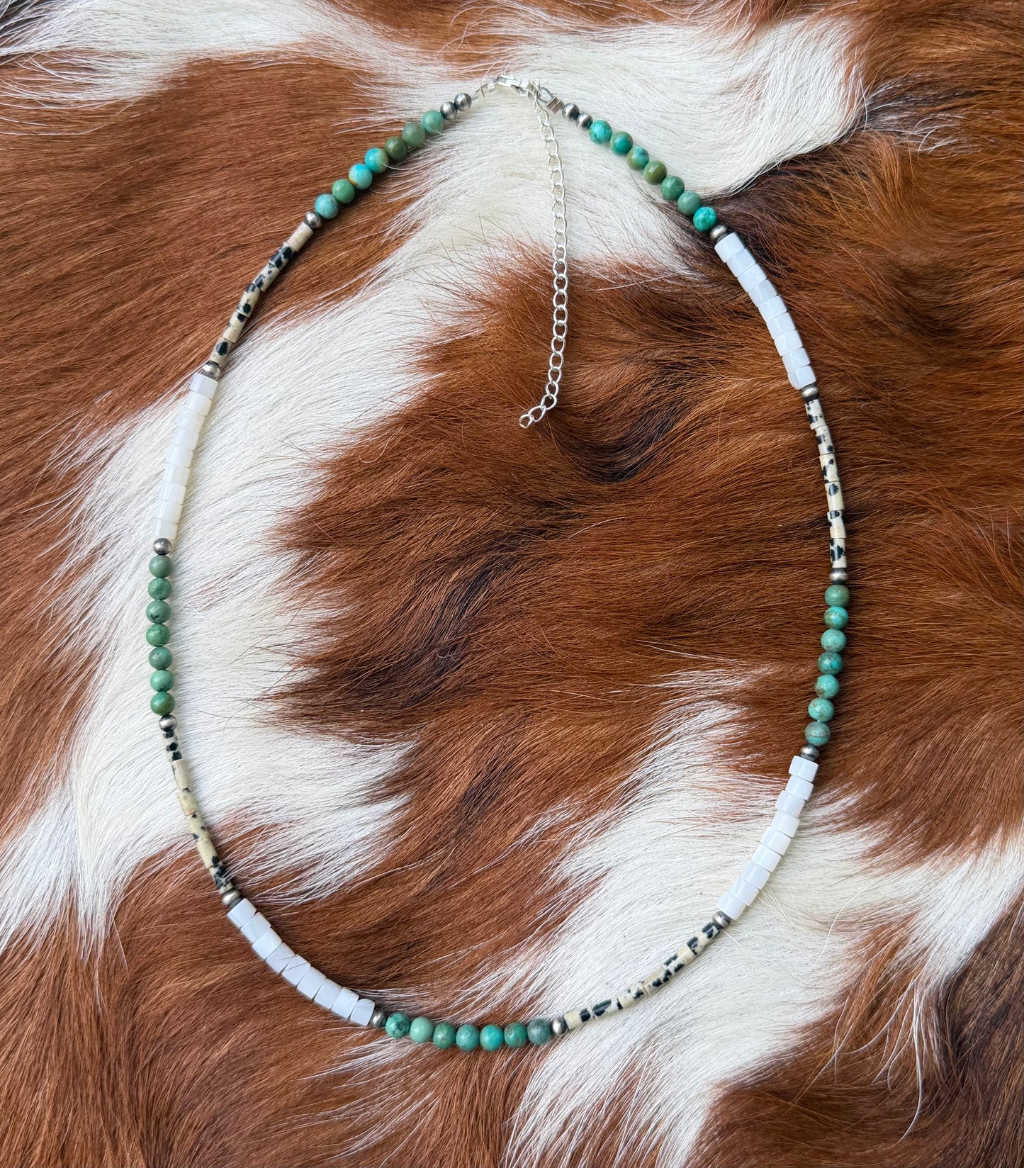 Turquoise, mother of pearl & Dalmatian jasper