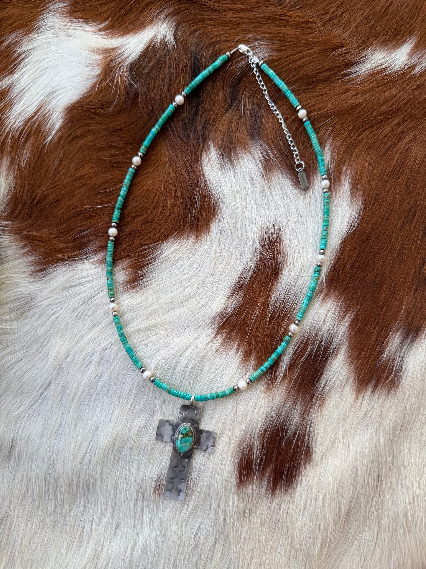 Sonoran turquoise beads and Sonoran gold cross charm