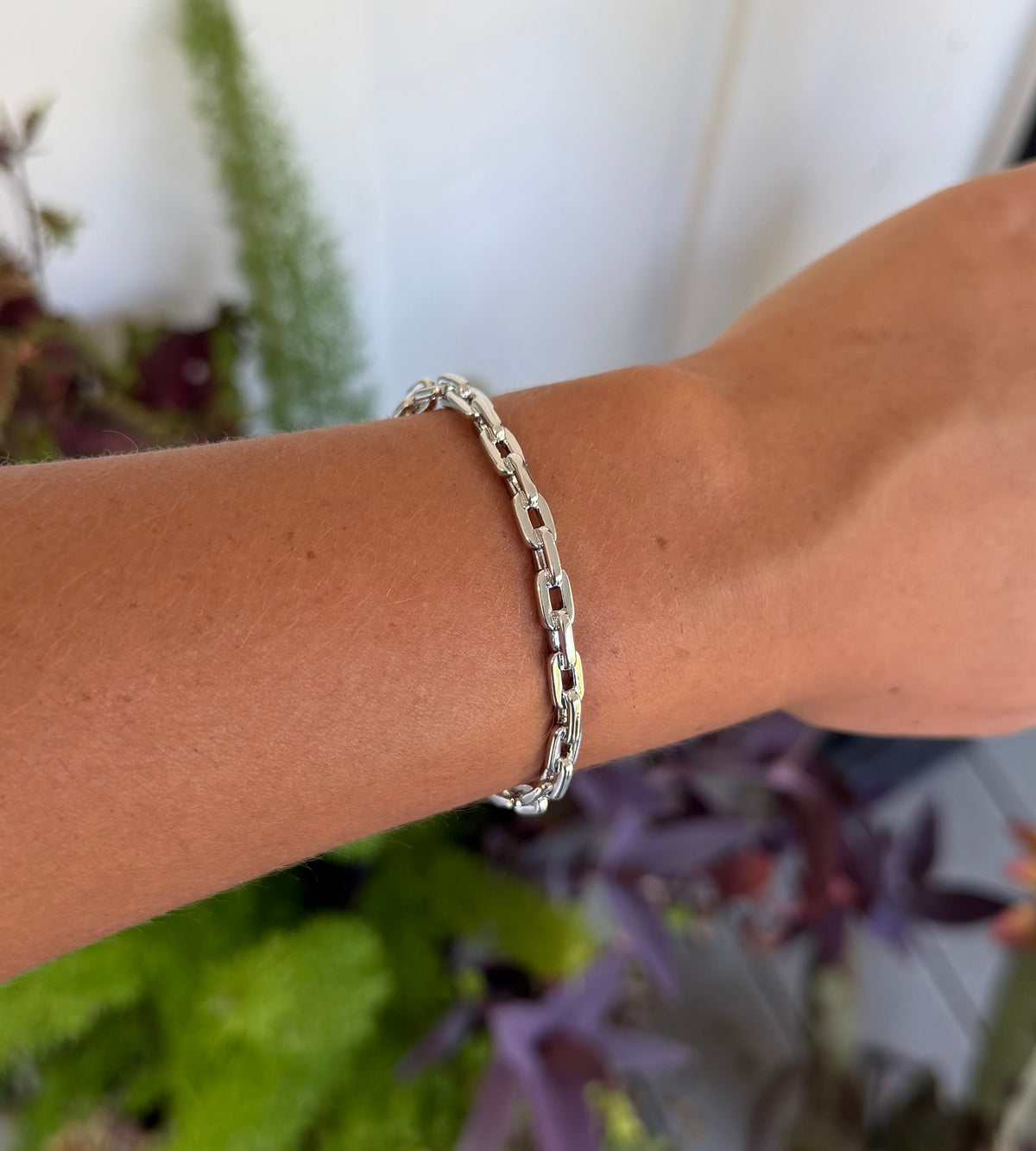 Silver plated chain cuff