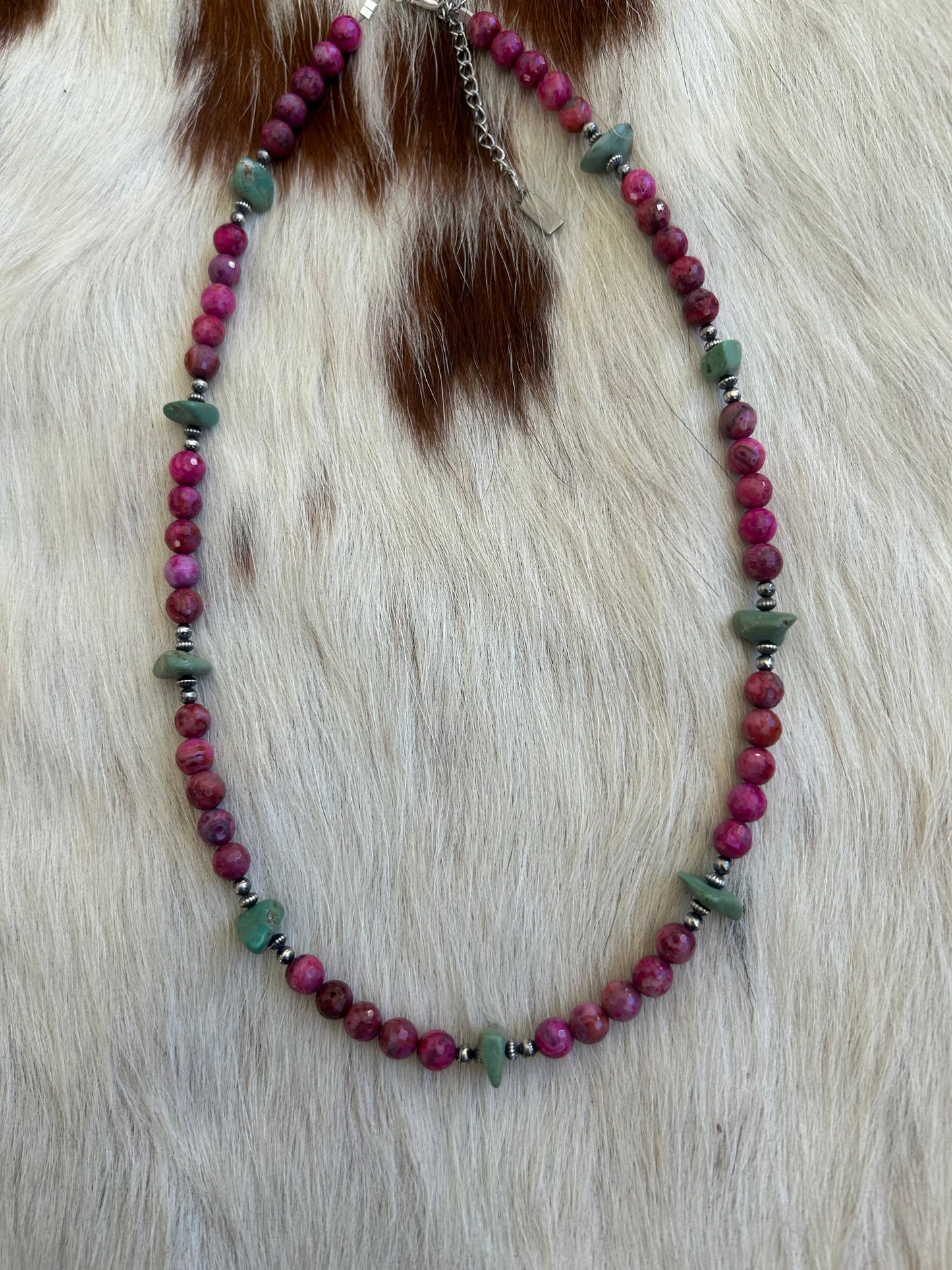 Pink with turquoise chips