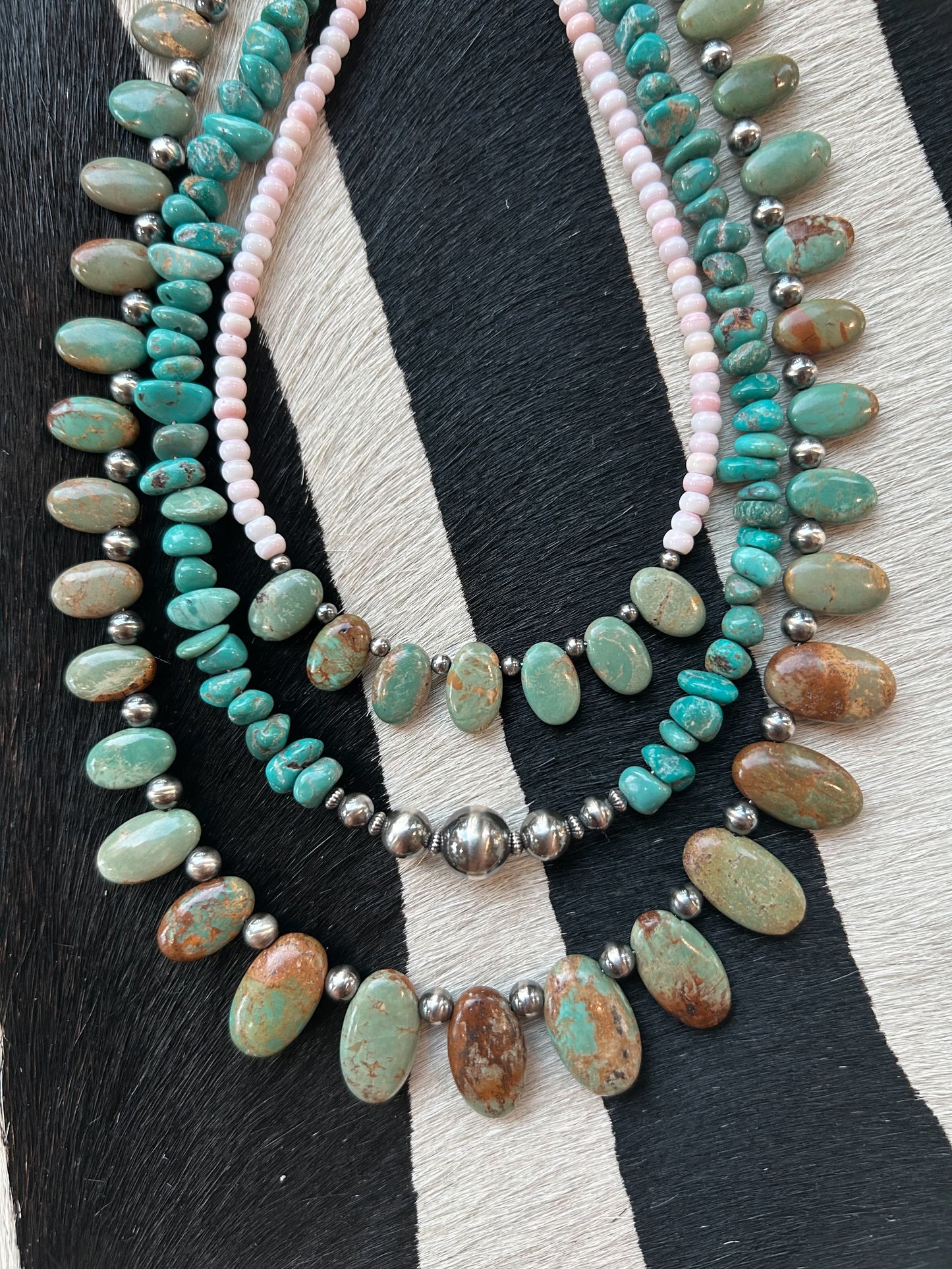 Pink conch and turquoise drops