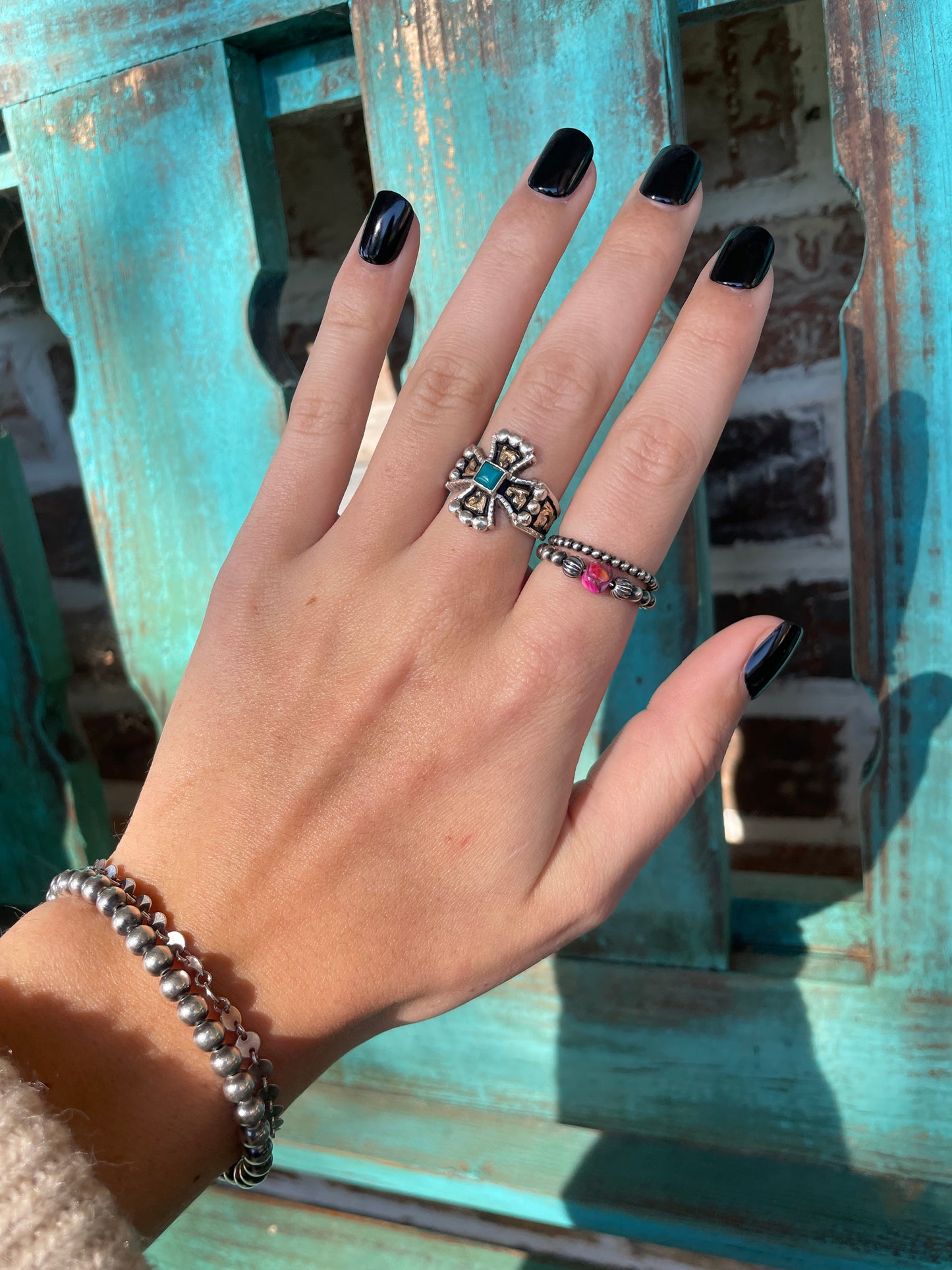 Pink dahlia pearl ring