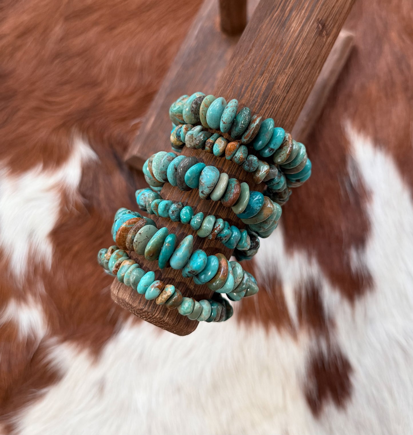 Chunky genuine turquoise stretchy bracelet