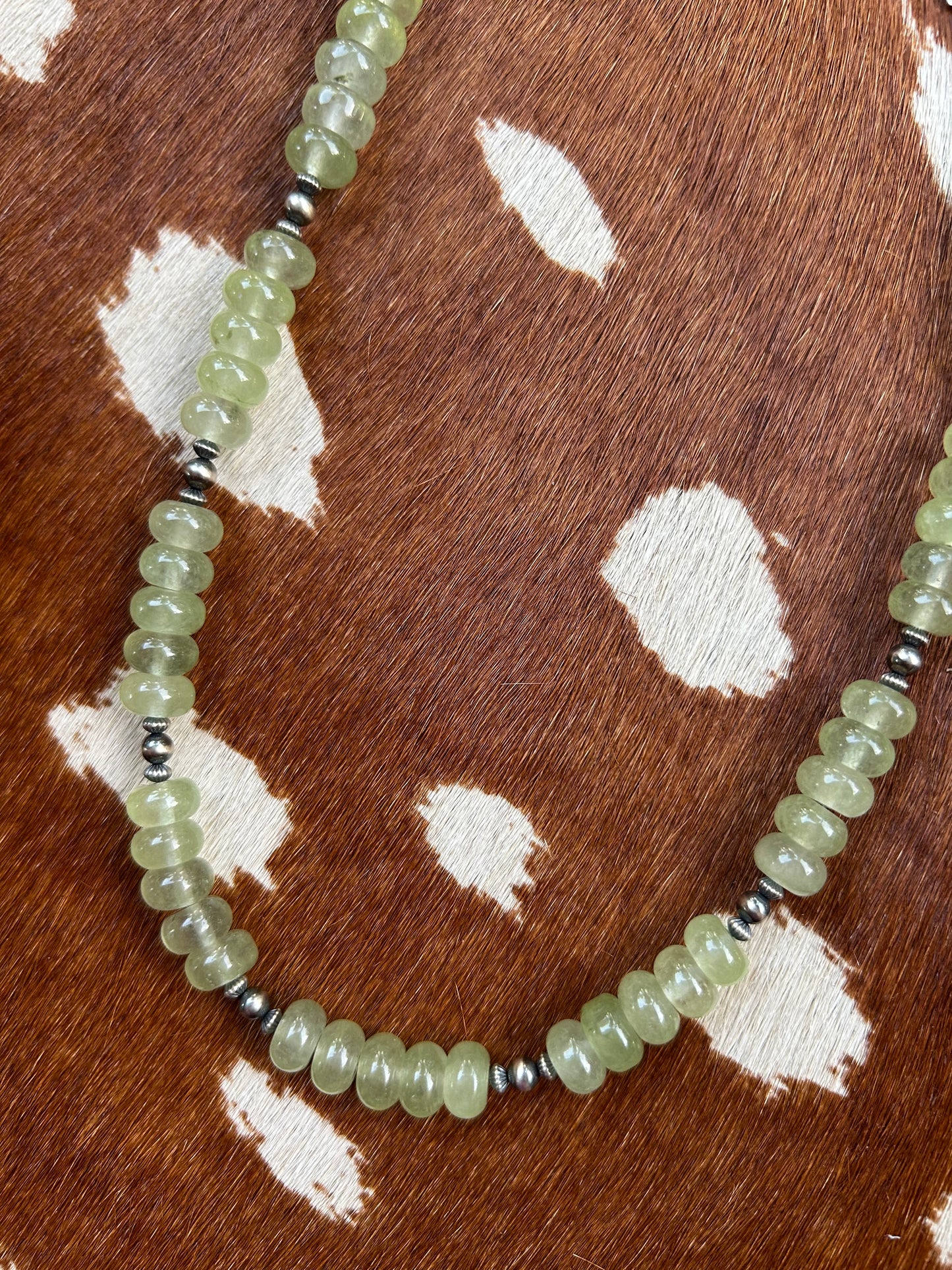 Green Jade with sterling pearls