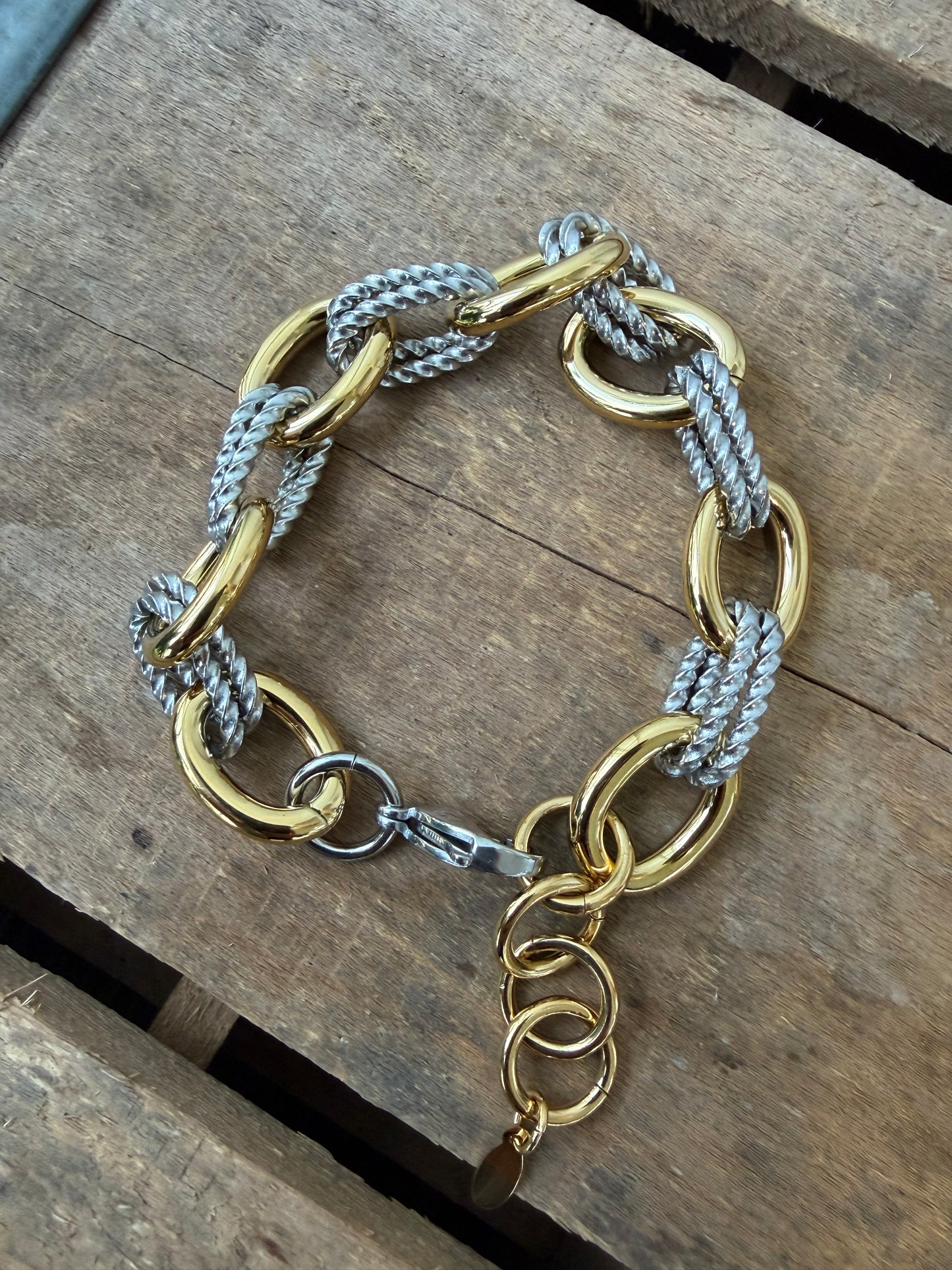 Mixed metals bracelet