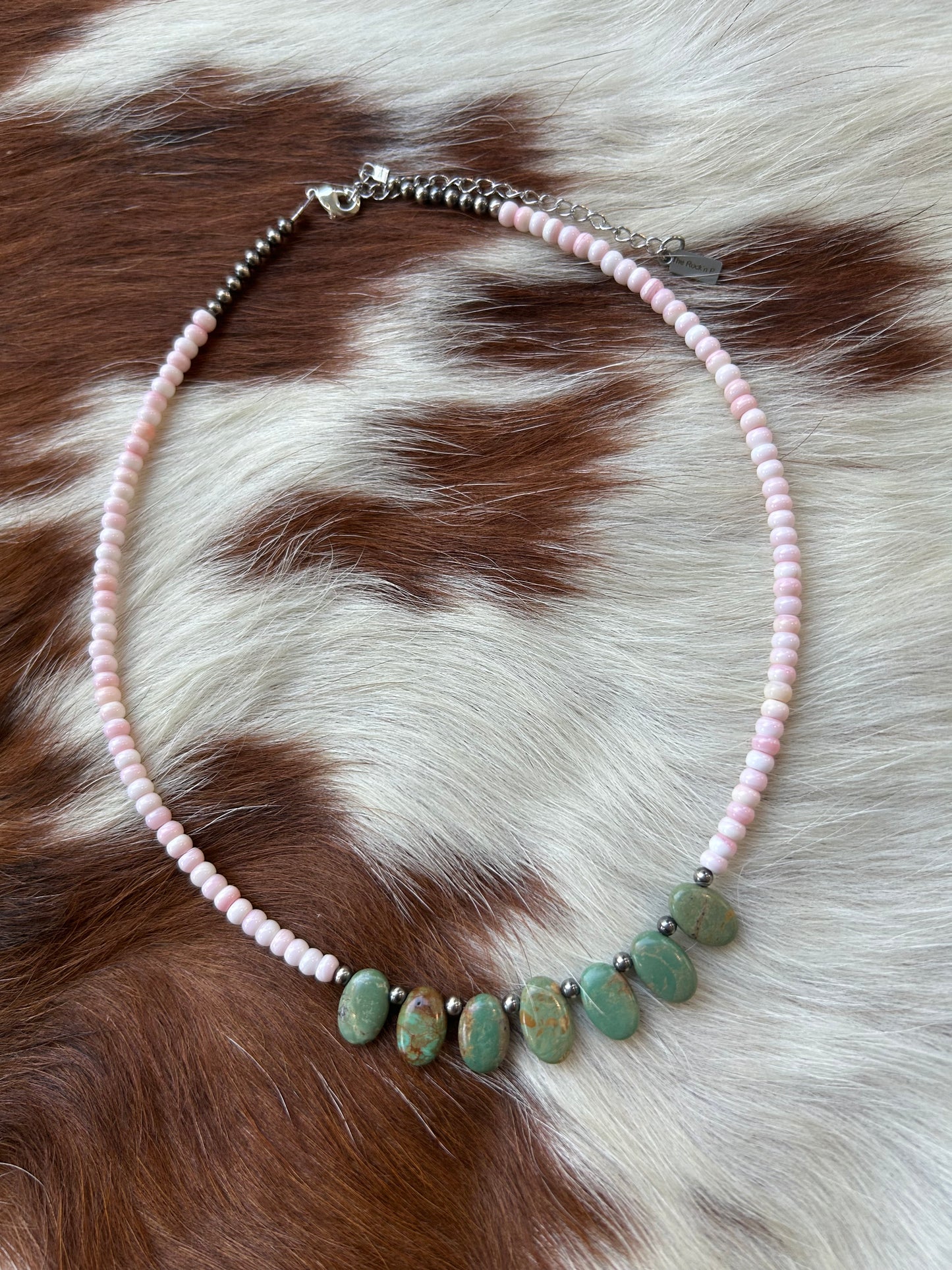 Pink conch and turquoise drops