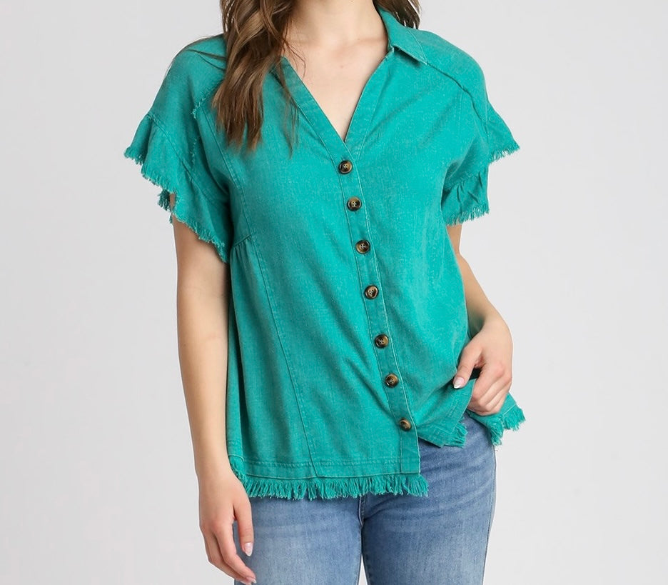 Turquoise mineral wash top