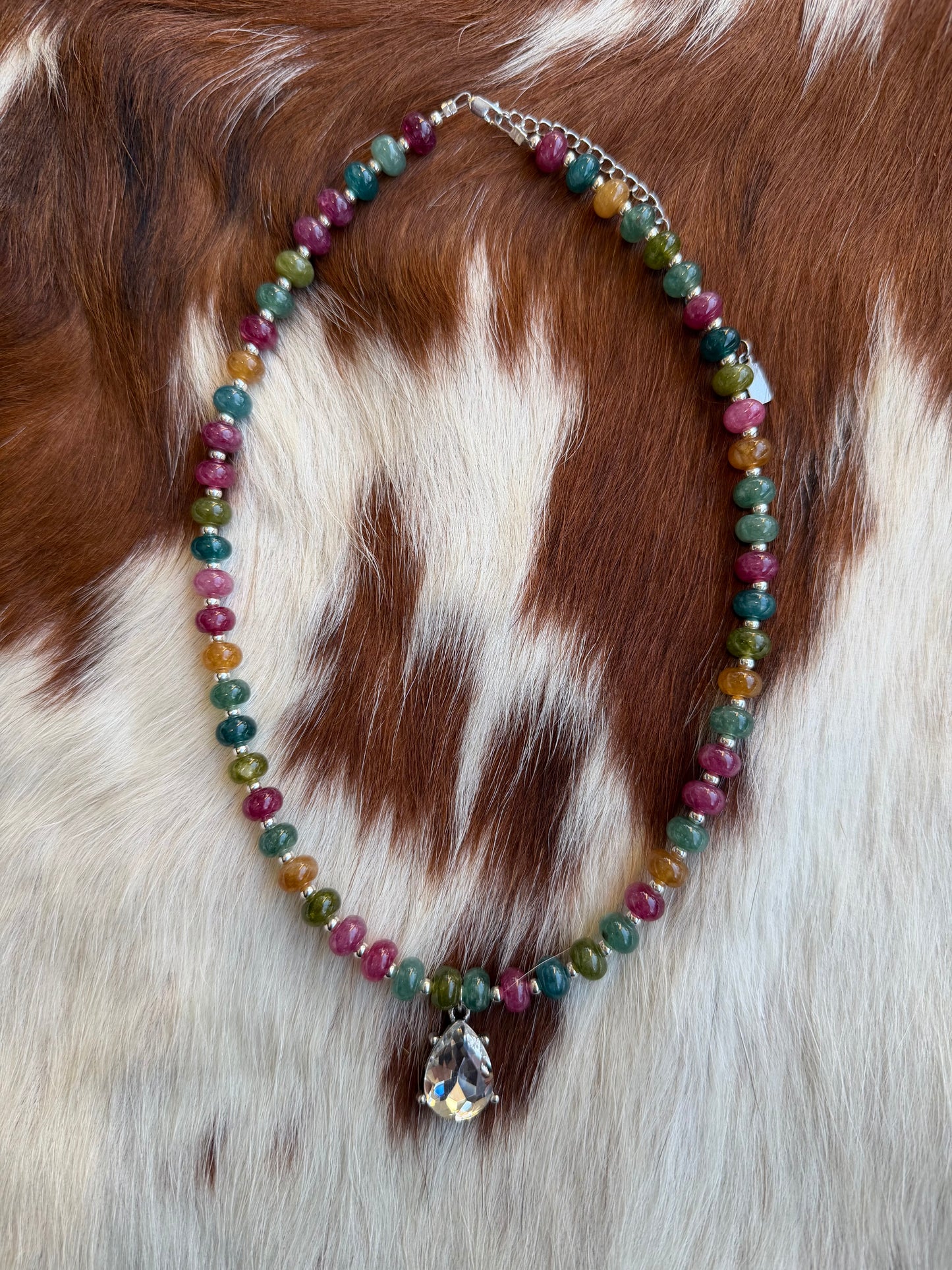 Dyed jade and sterling silver beads