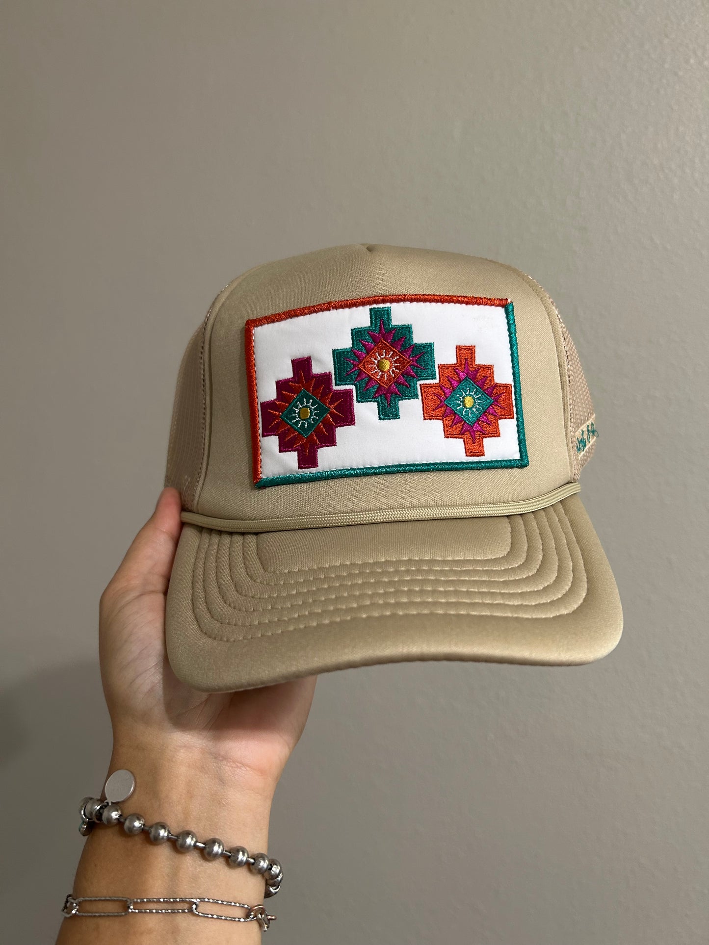 Beige Aztec cap