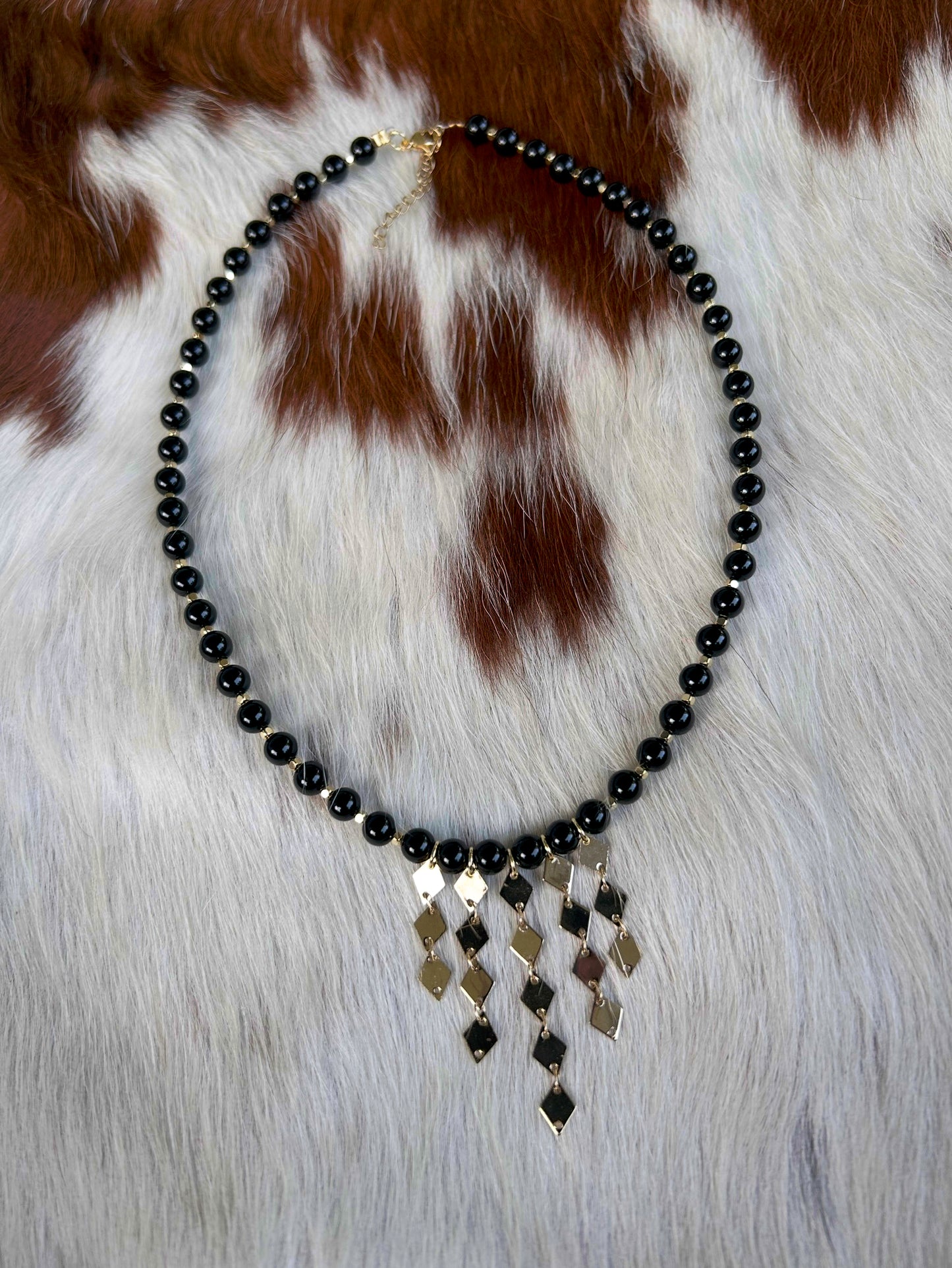 Black onyx and gold drops