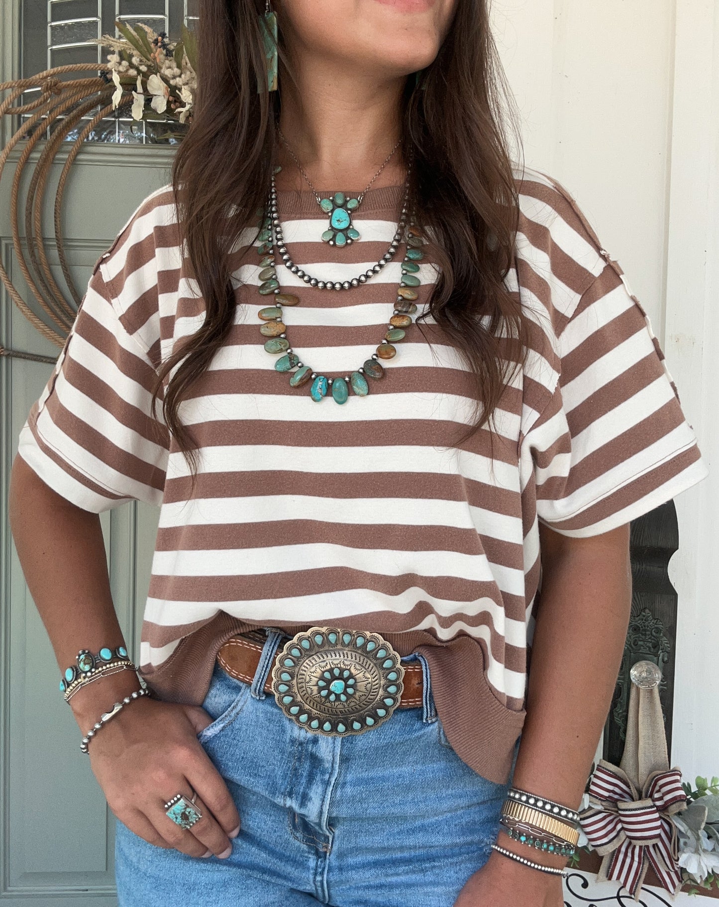 Brown striped top