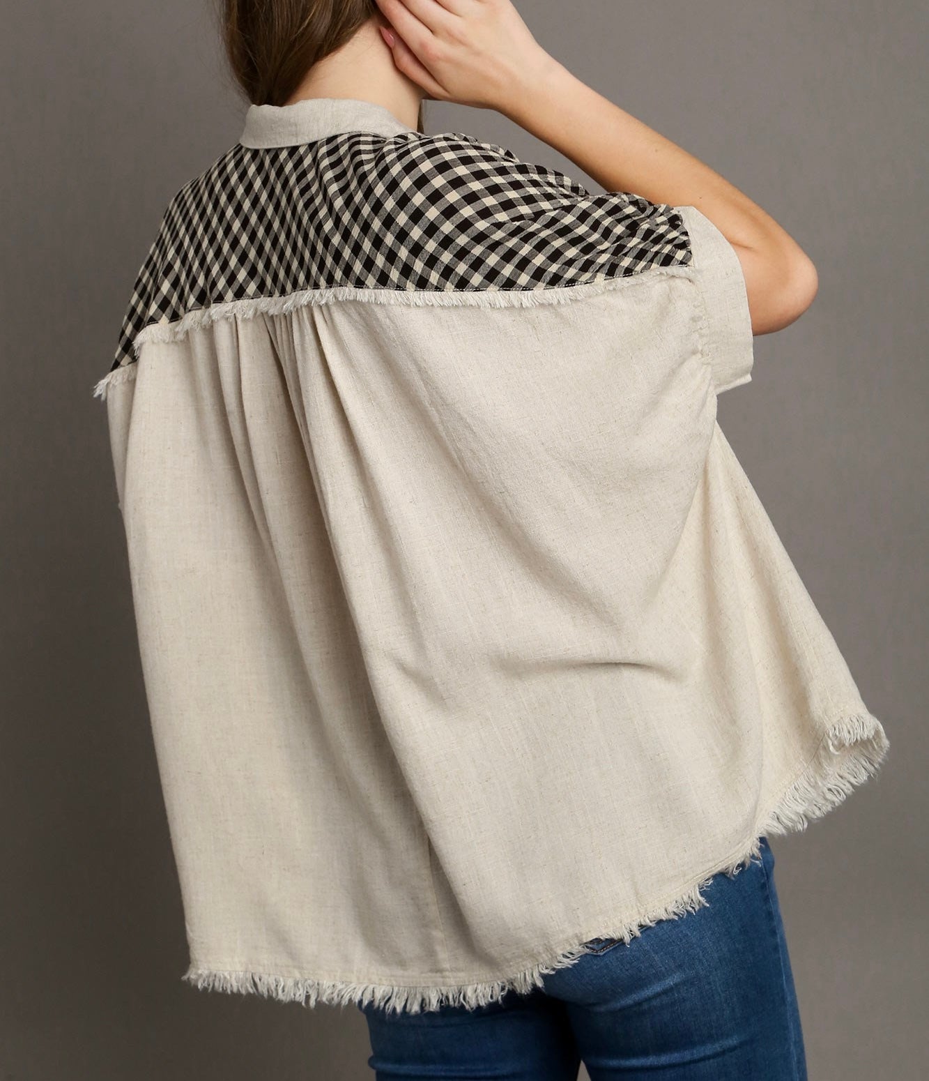 Oatmeal checkered button down