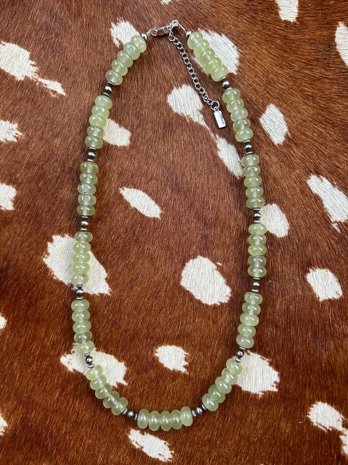 Green Jade with sterling pearls