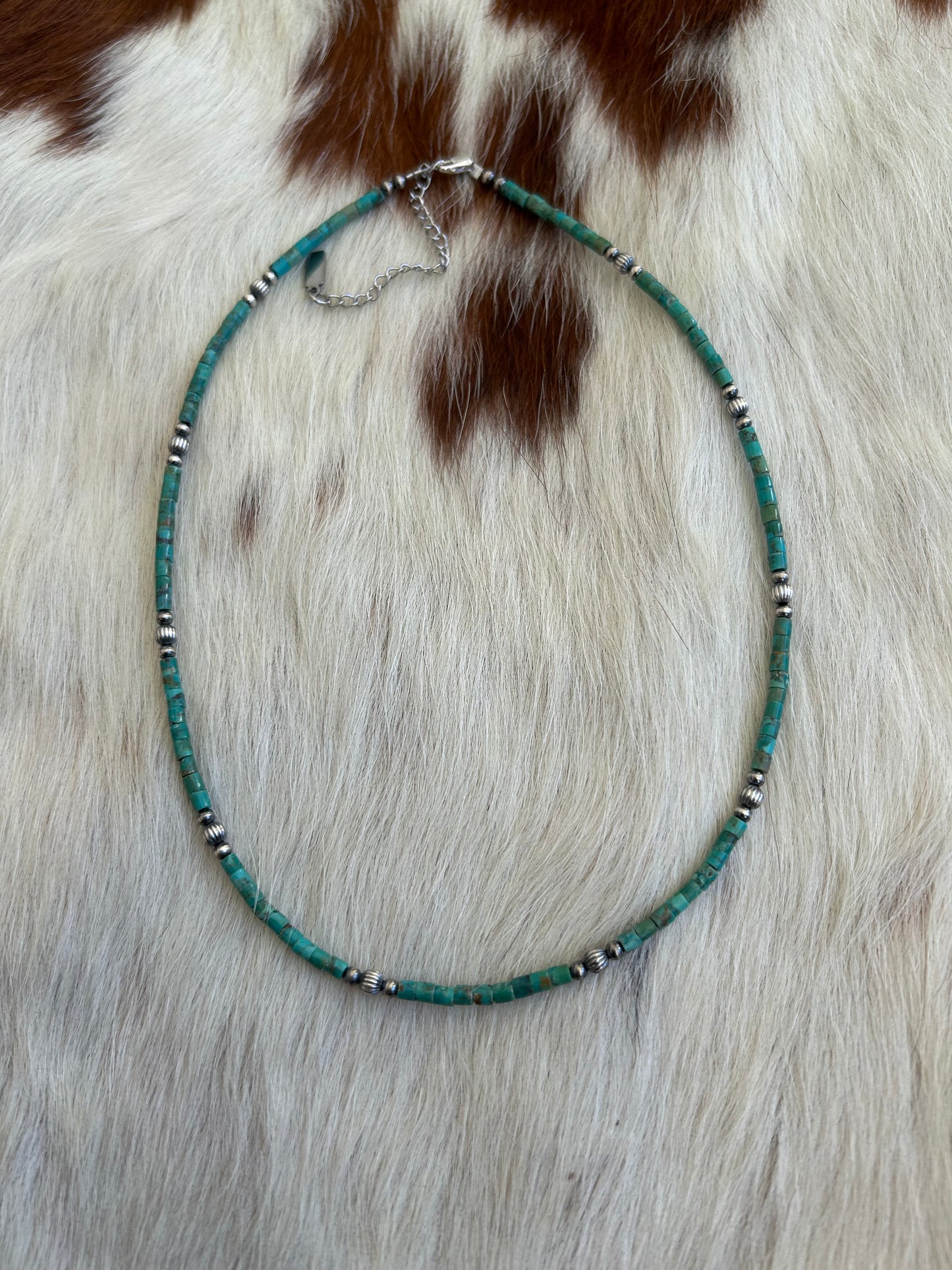 Turquoise heishi and pearls