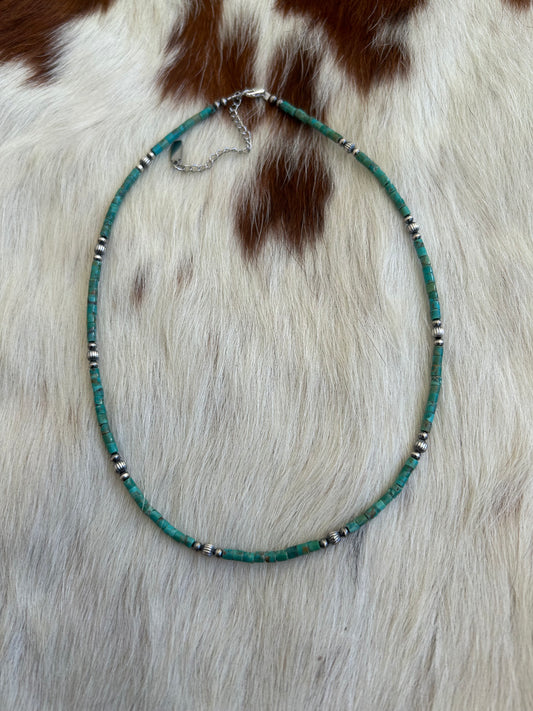 Turquoise heishi and pearls