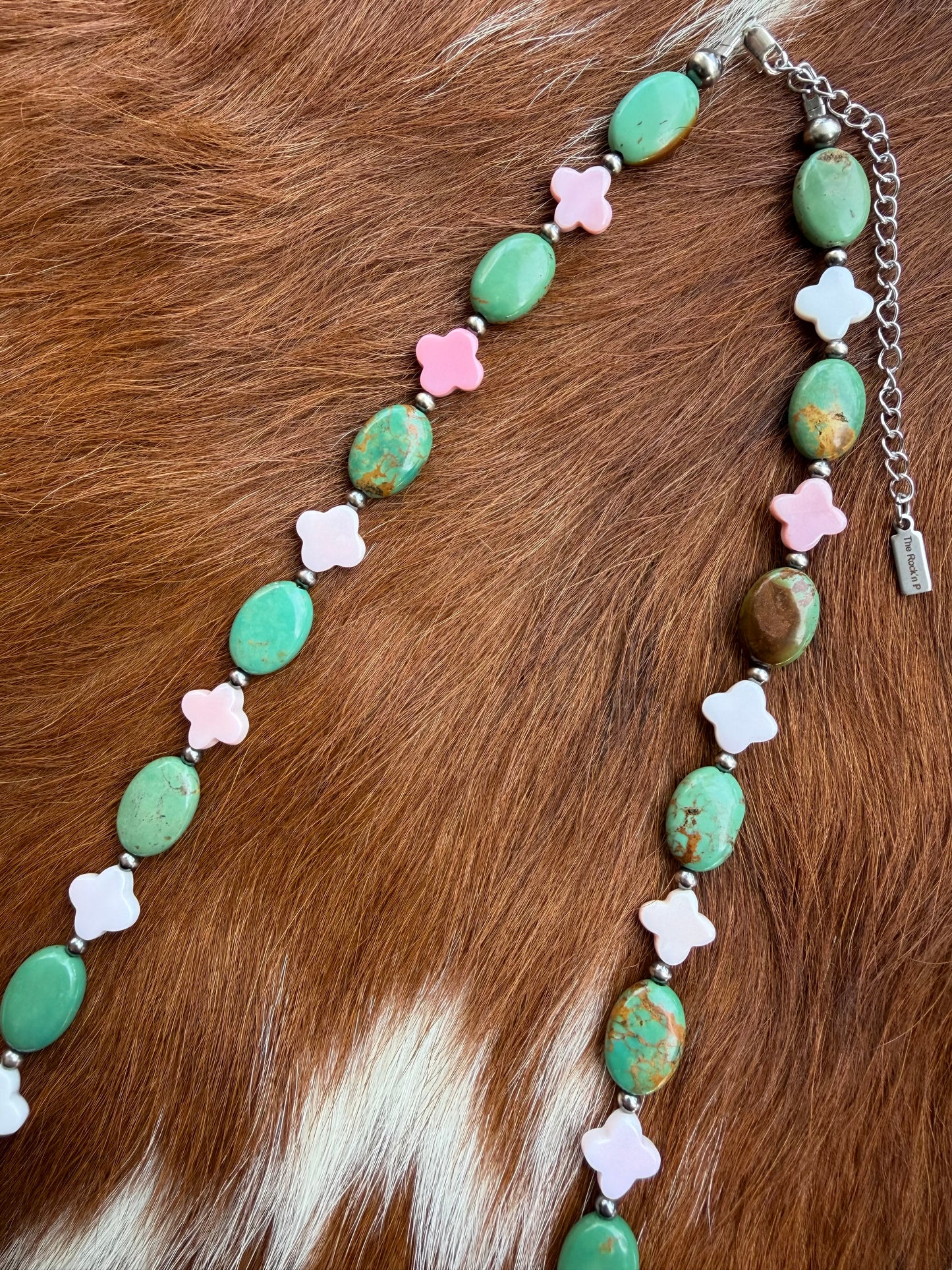 Green turquoise and pink conch