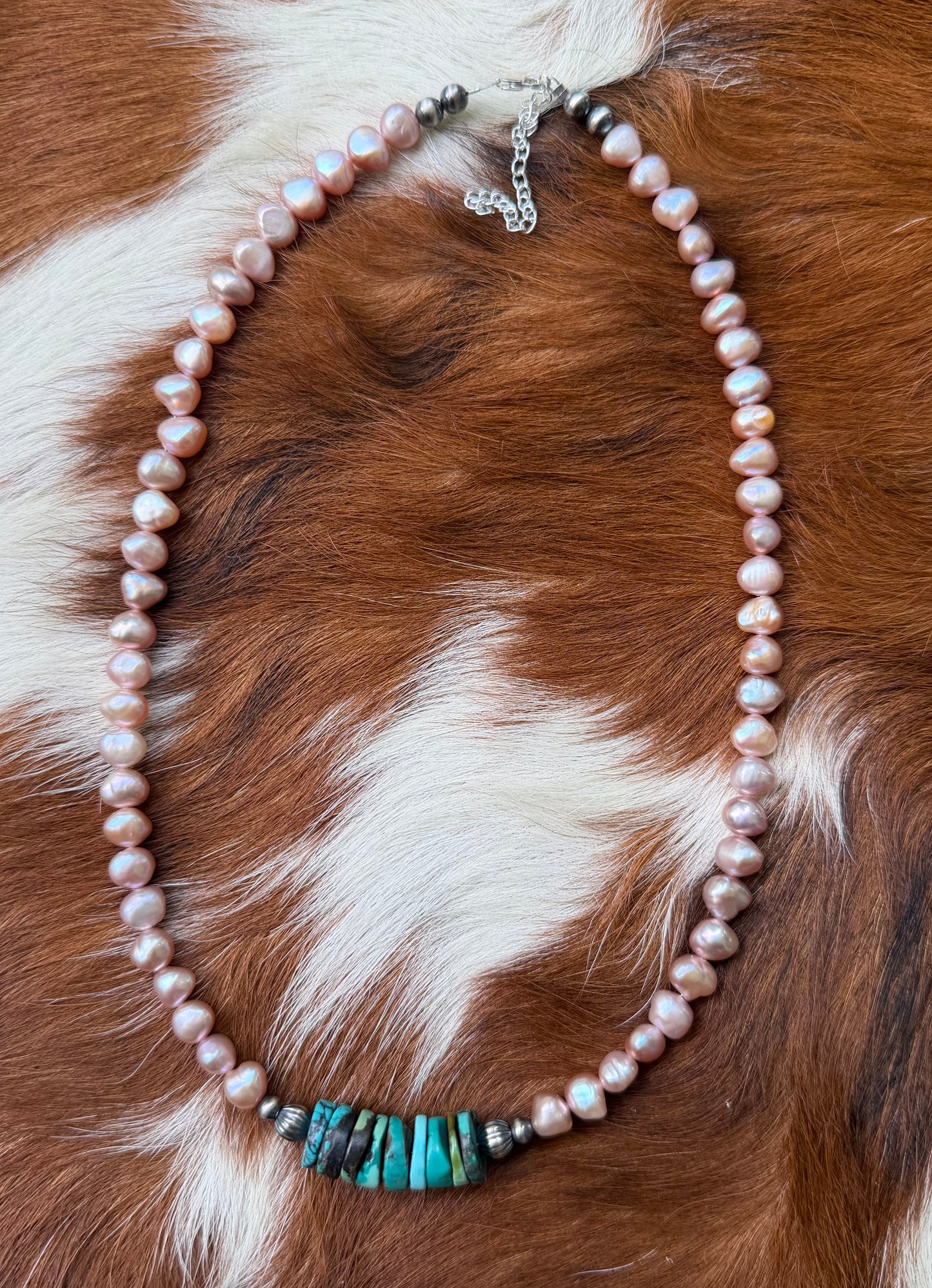 Blush freshwater pearl & turquoise