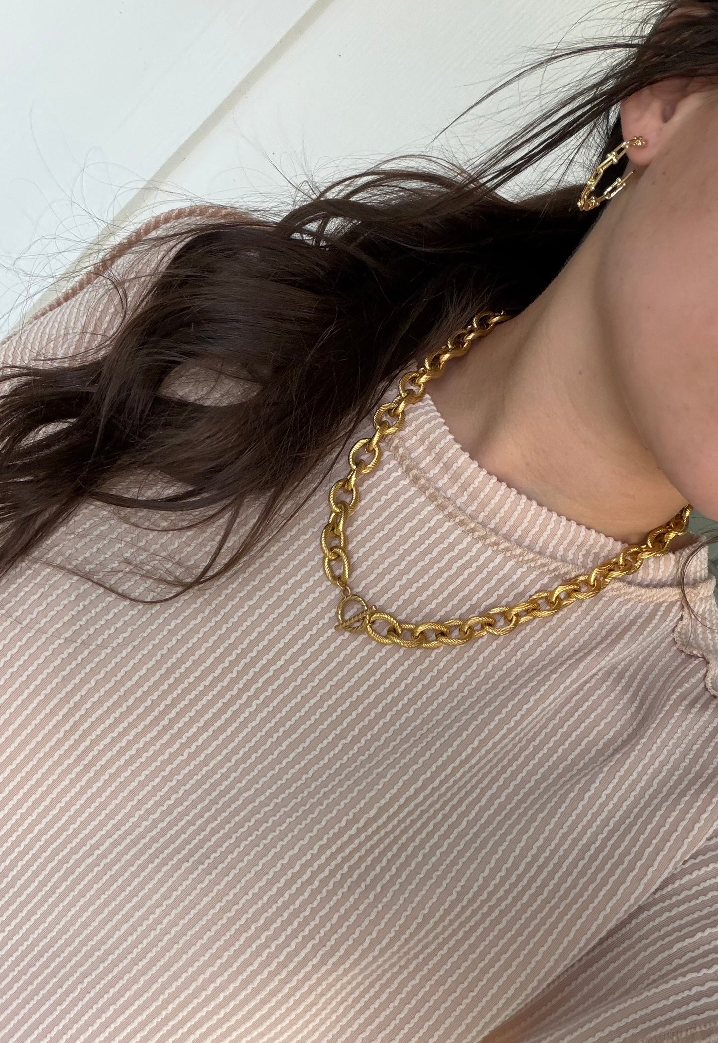 Chunky gold rope chain necklace