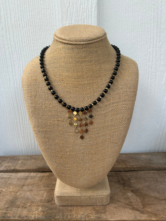Black onyx and gold drops