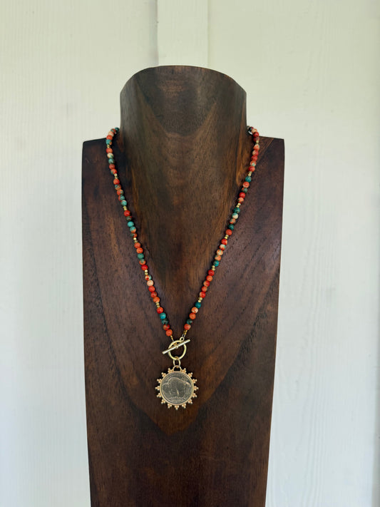 Ocean jasper & Buffalo coin