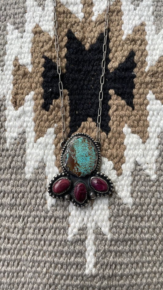 #8 turquoise and purple spiny necklace