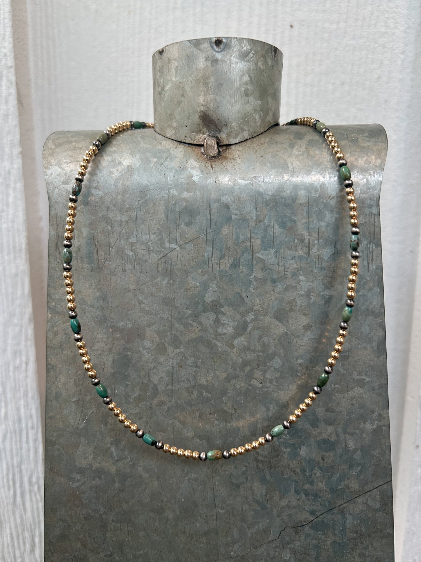 Gold, turquoise and sterling pearls