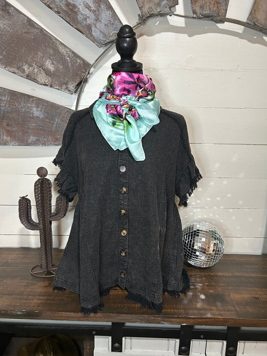 Black mineral wash top