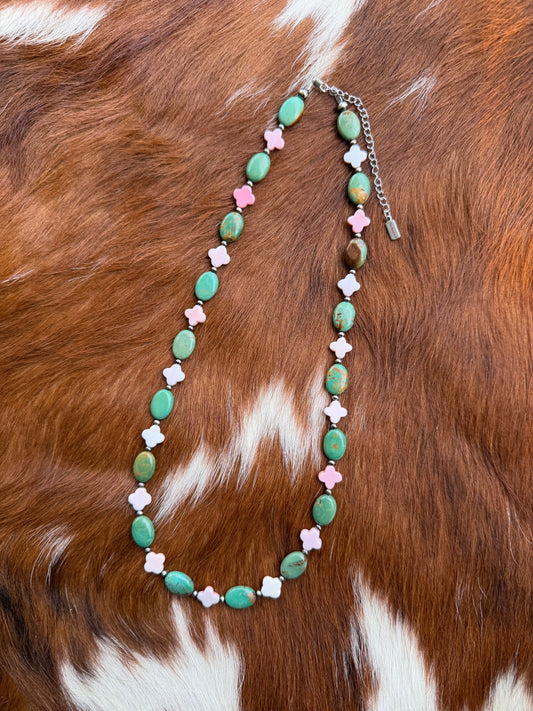 Green turquoise and pink conch