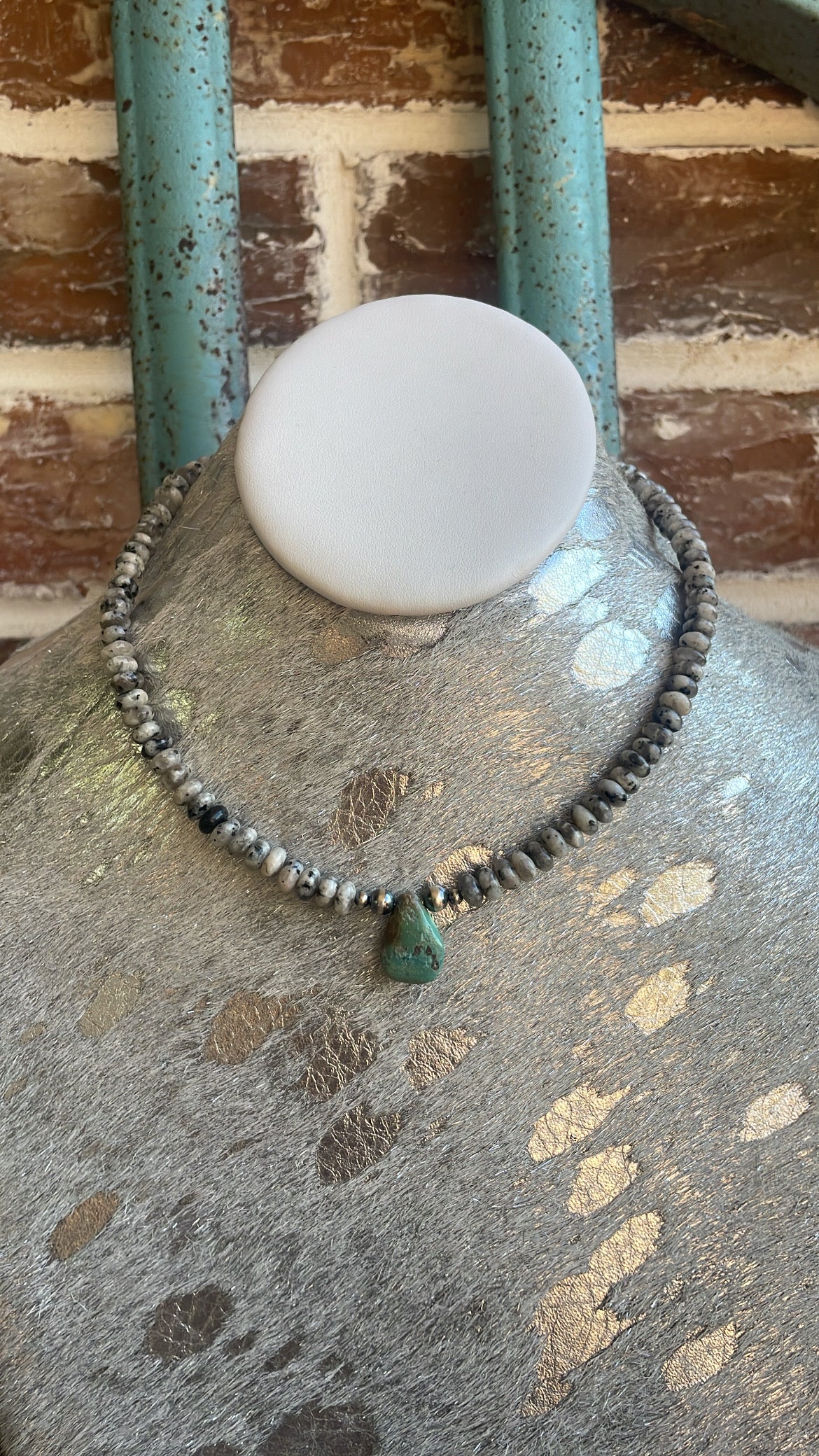 Gemstone and turquoise teardrop