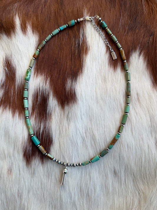 Turquoise bar beads and sterling squash