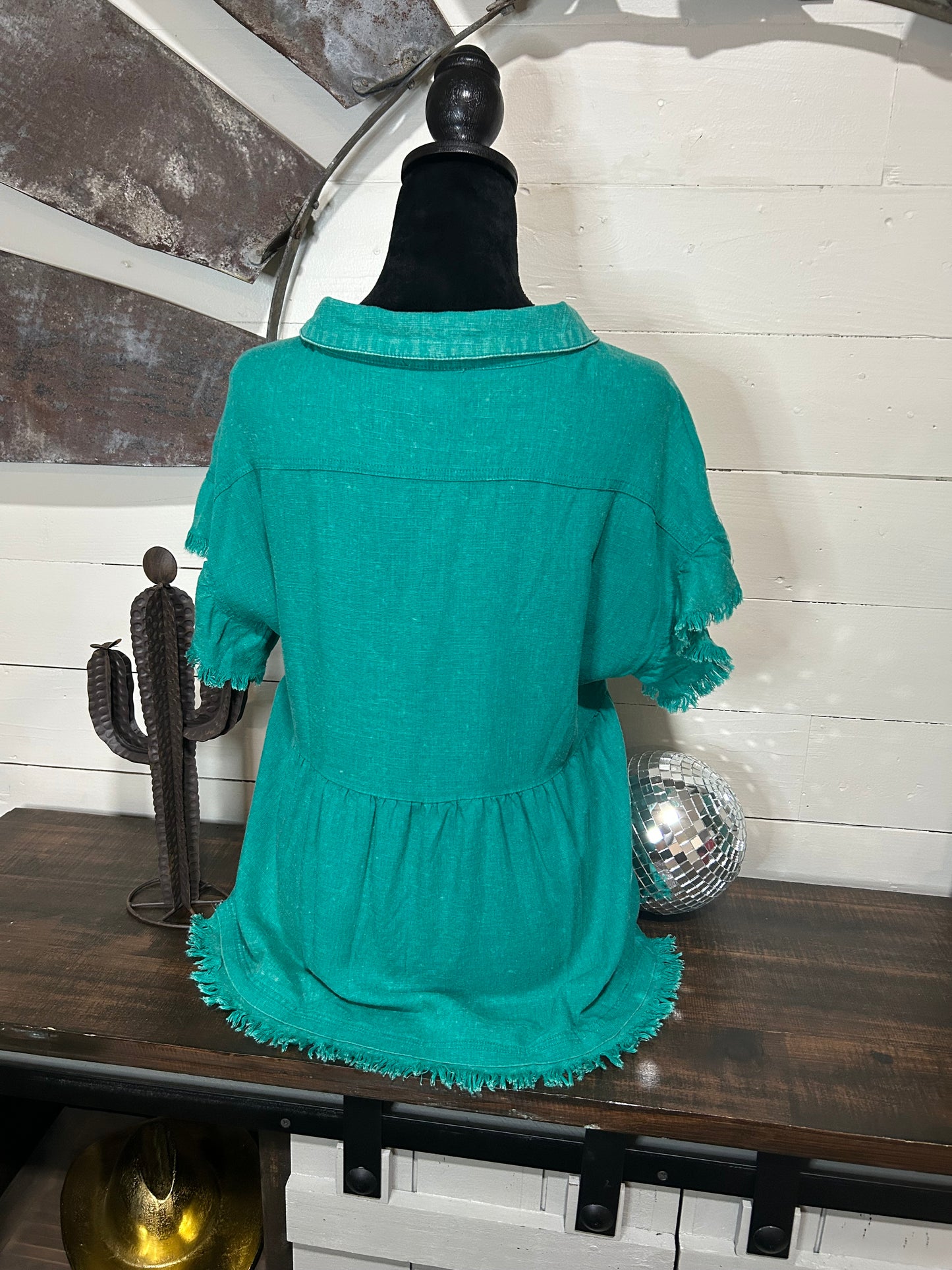 Turquoise mineral wash top