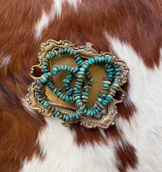 Genuine turquoise chip stretchy bracelet