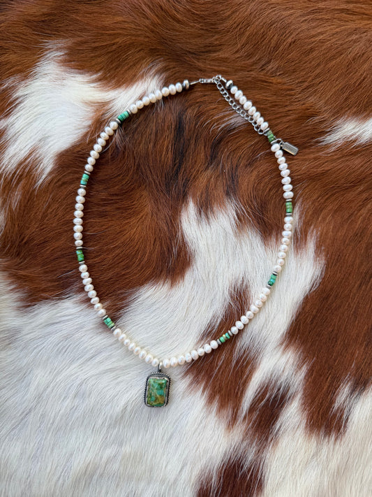 Freshwater pearls and Sonoran mountain beads