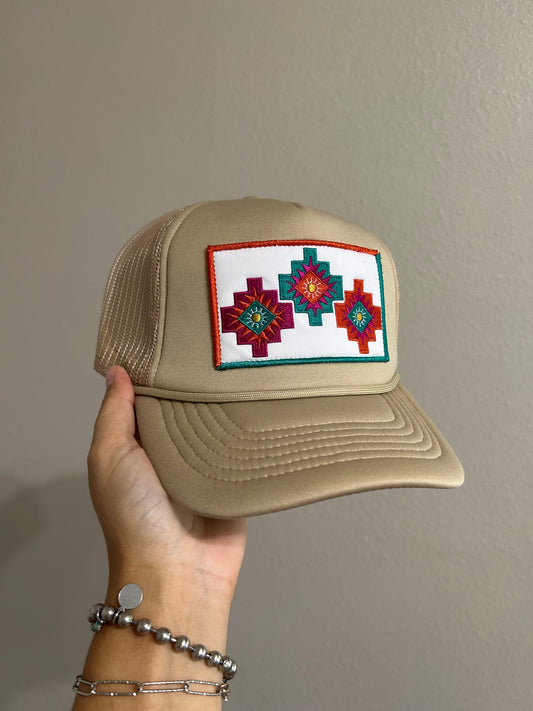 Beige Aztec cap