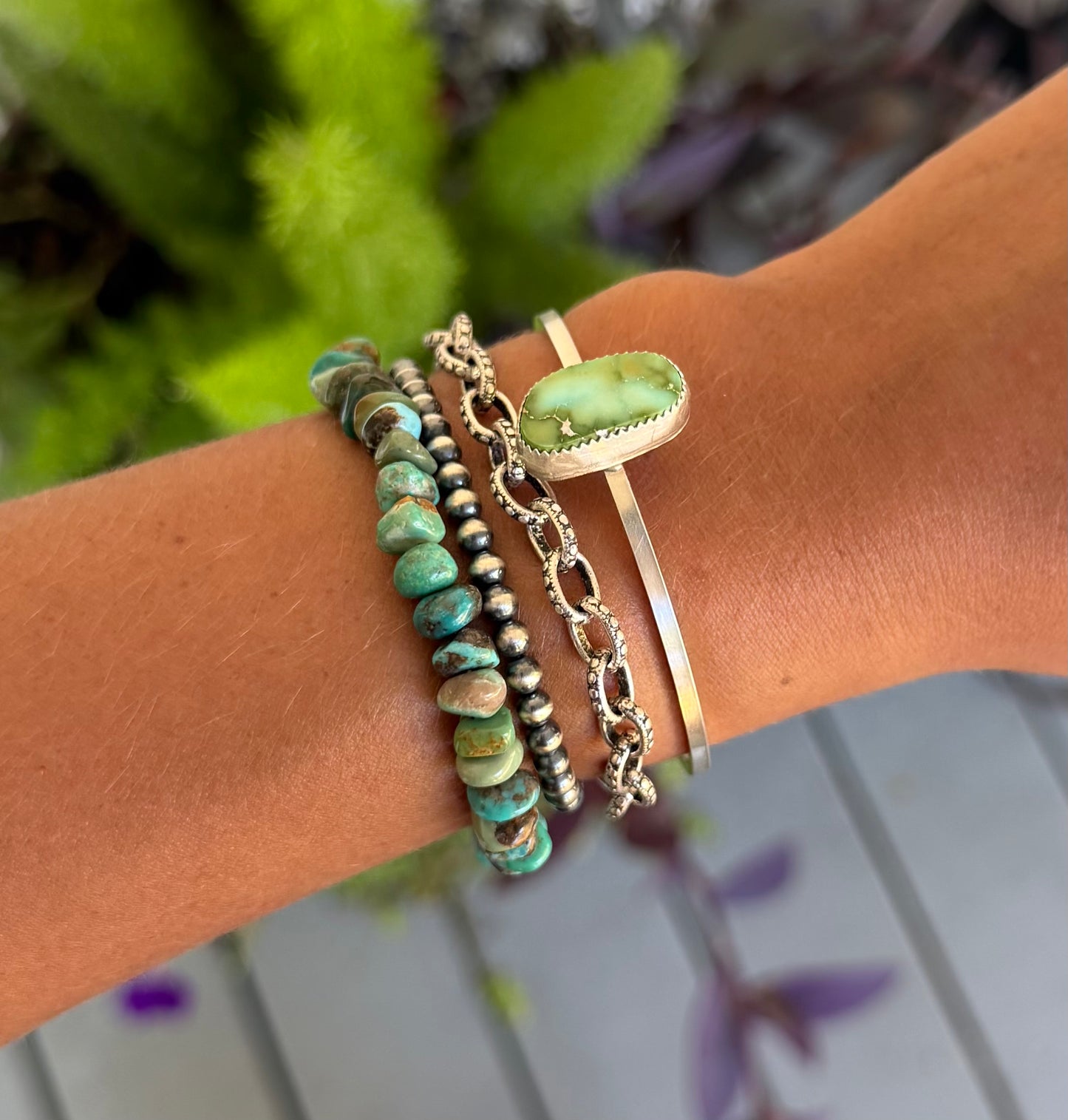 Silver dot pattern cable chain bracelet