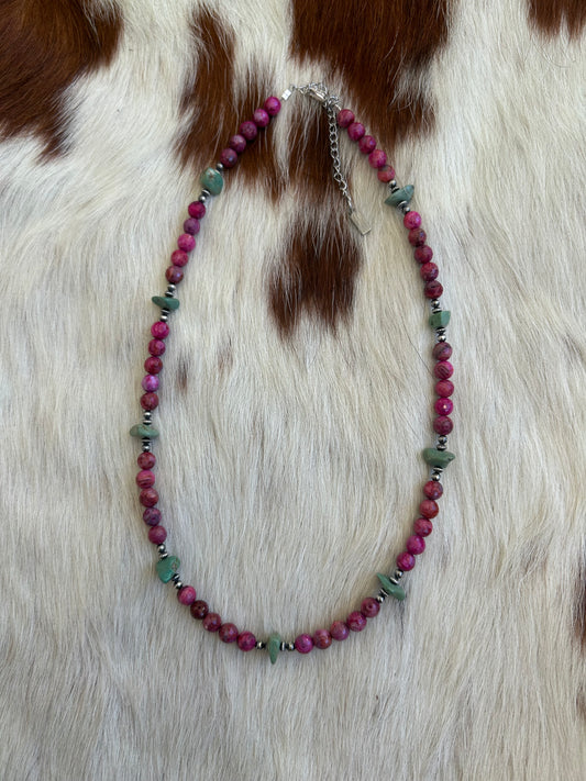 Pink with turquoise chips