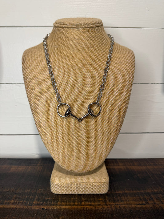 Silver plated snaffle bit necklace