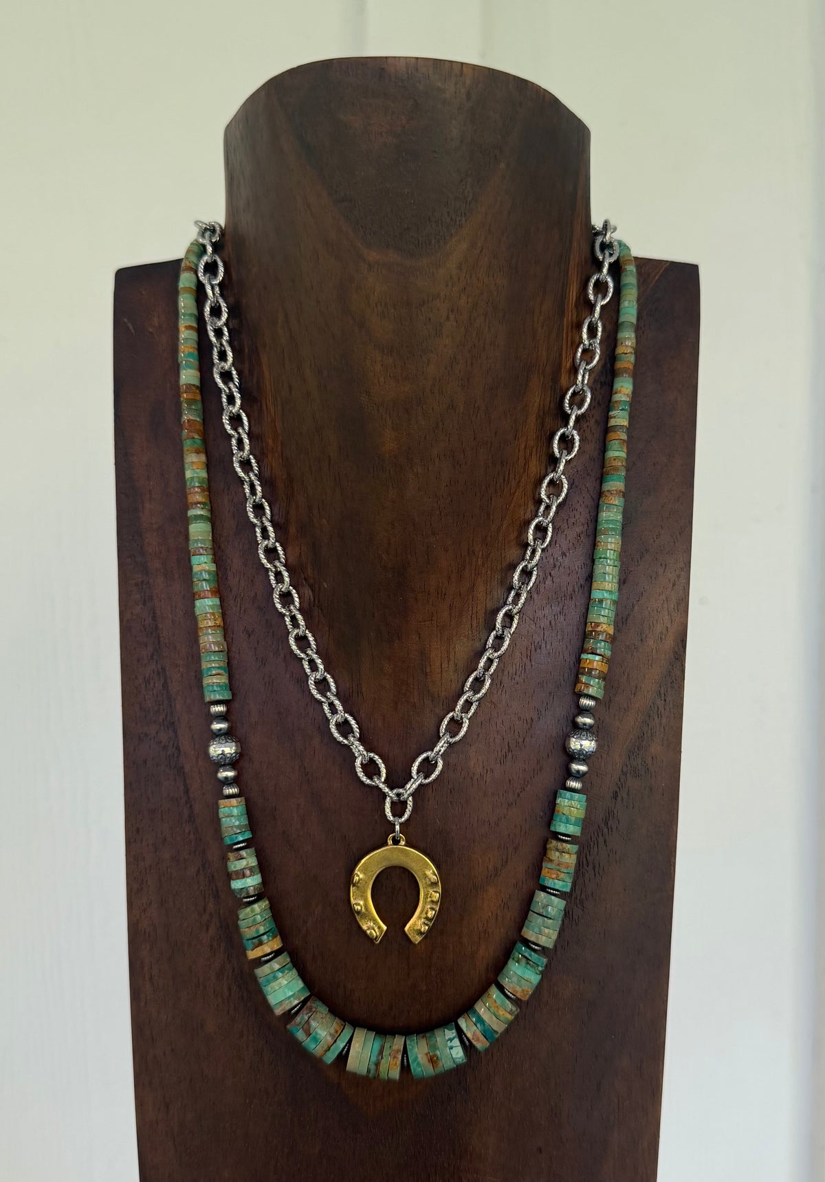 Mixed metal horseshoe necklace