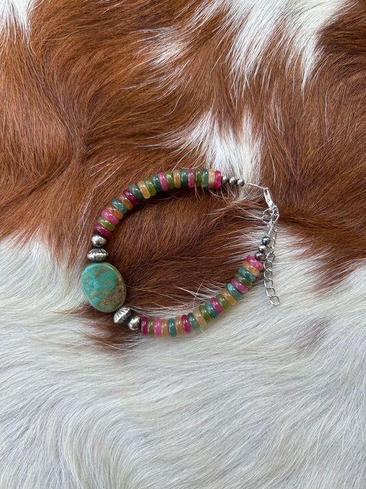 Jade and genuine turquoise bracelet