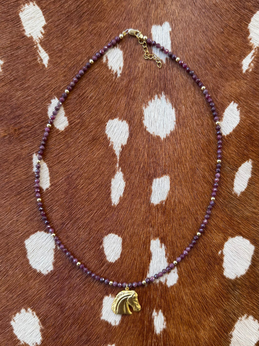 Ruby and gold filled necklace