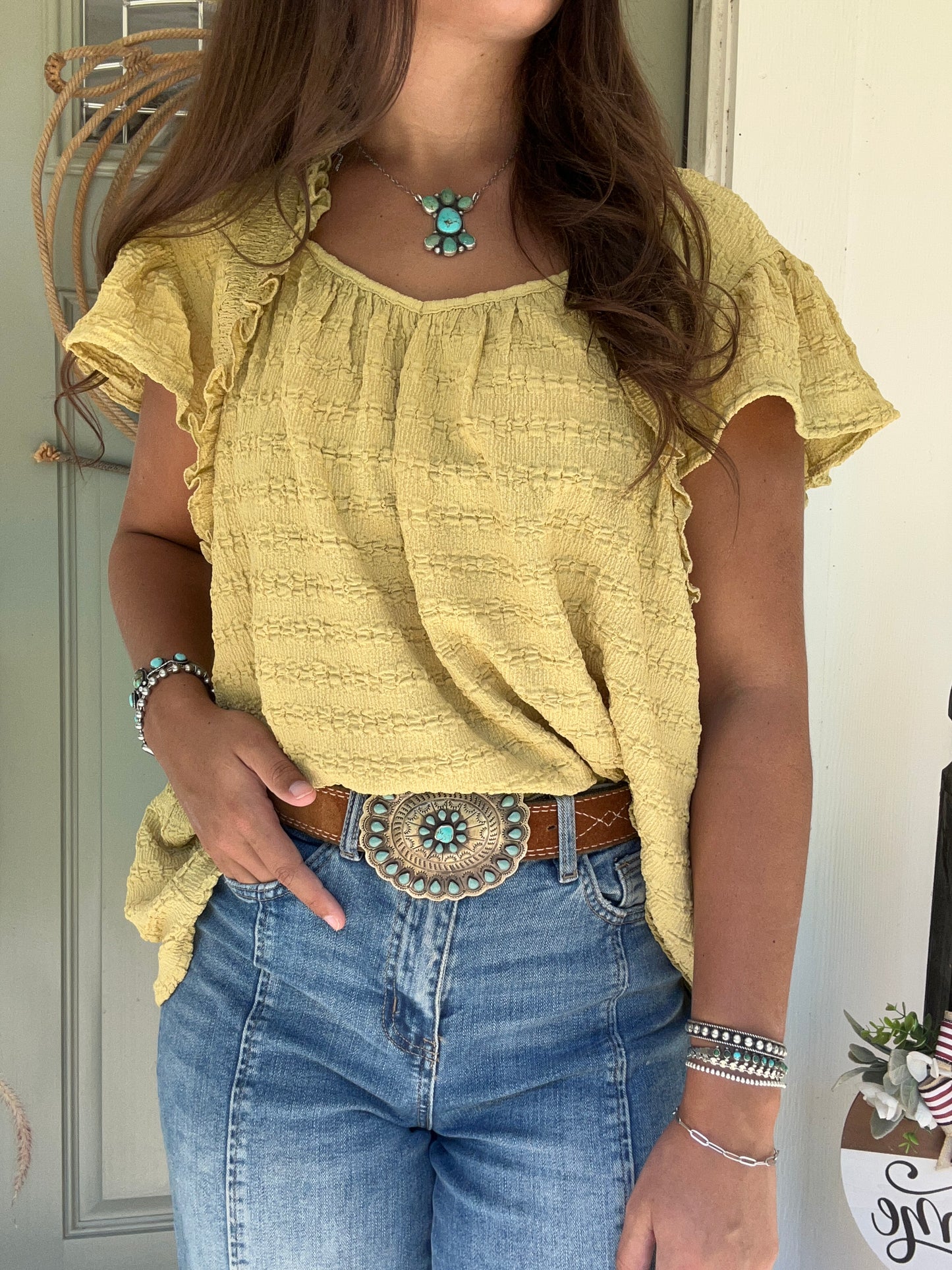Pear ruffle blouse