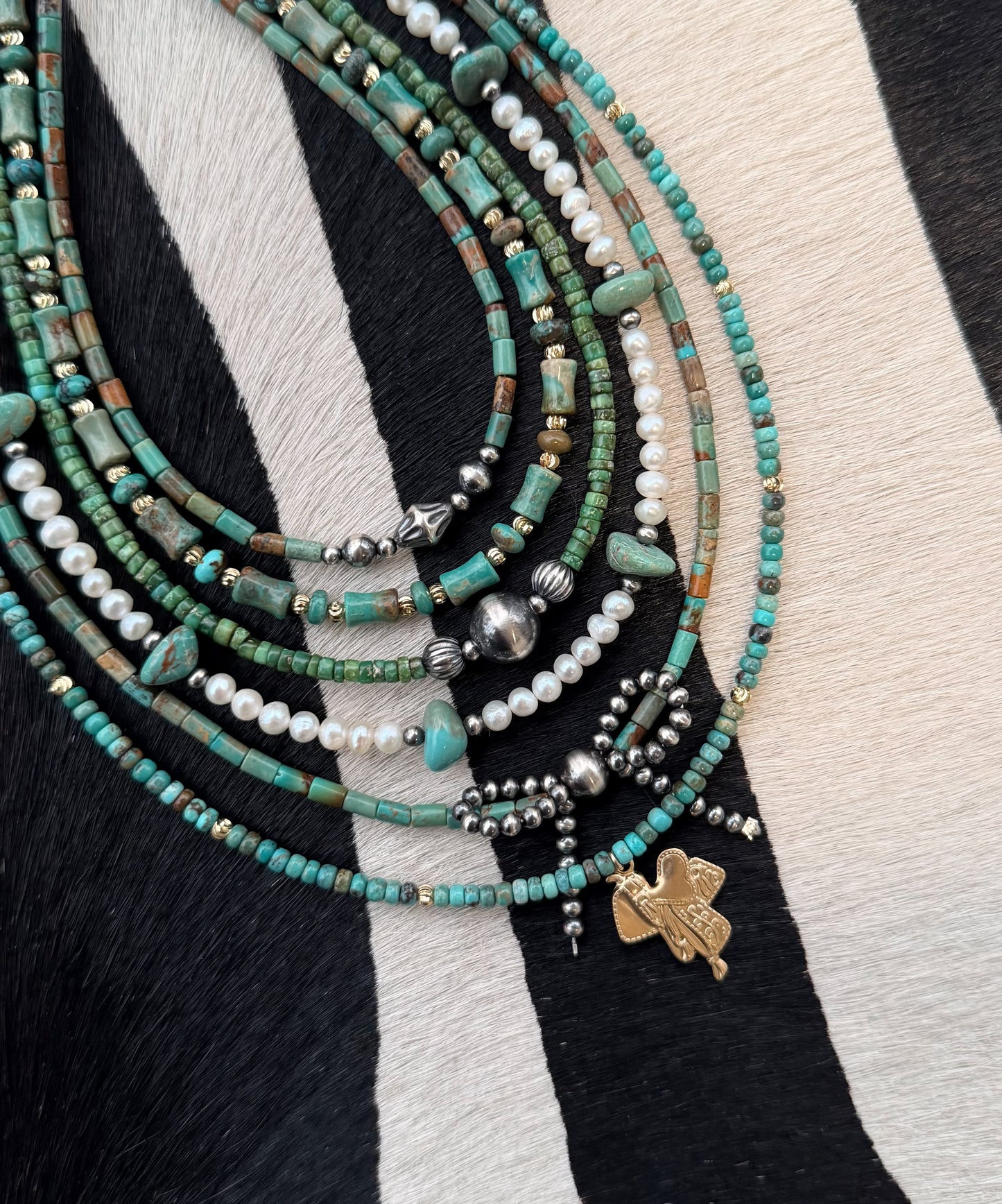 Freshwater pearls and turquoise chips